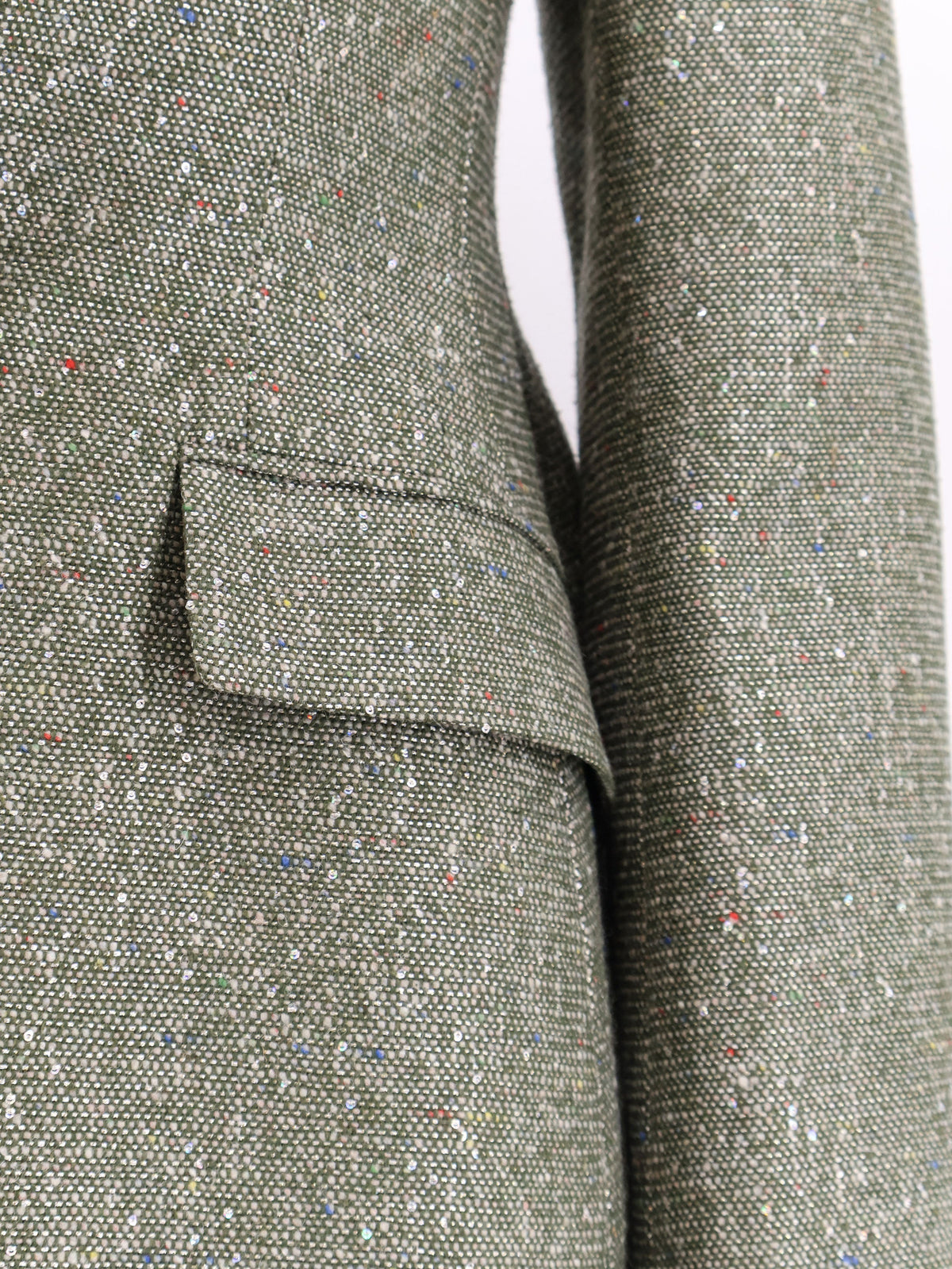 Dior Khaki Donegal Tweed Blazer With Multicolored Sequins Embroidery
