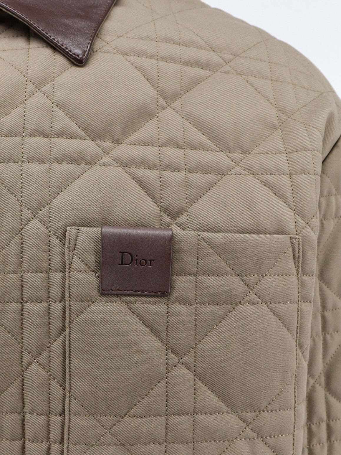 Dior Cannage Shirt/jacket With Dior Patch And Leather Collar