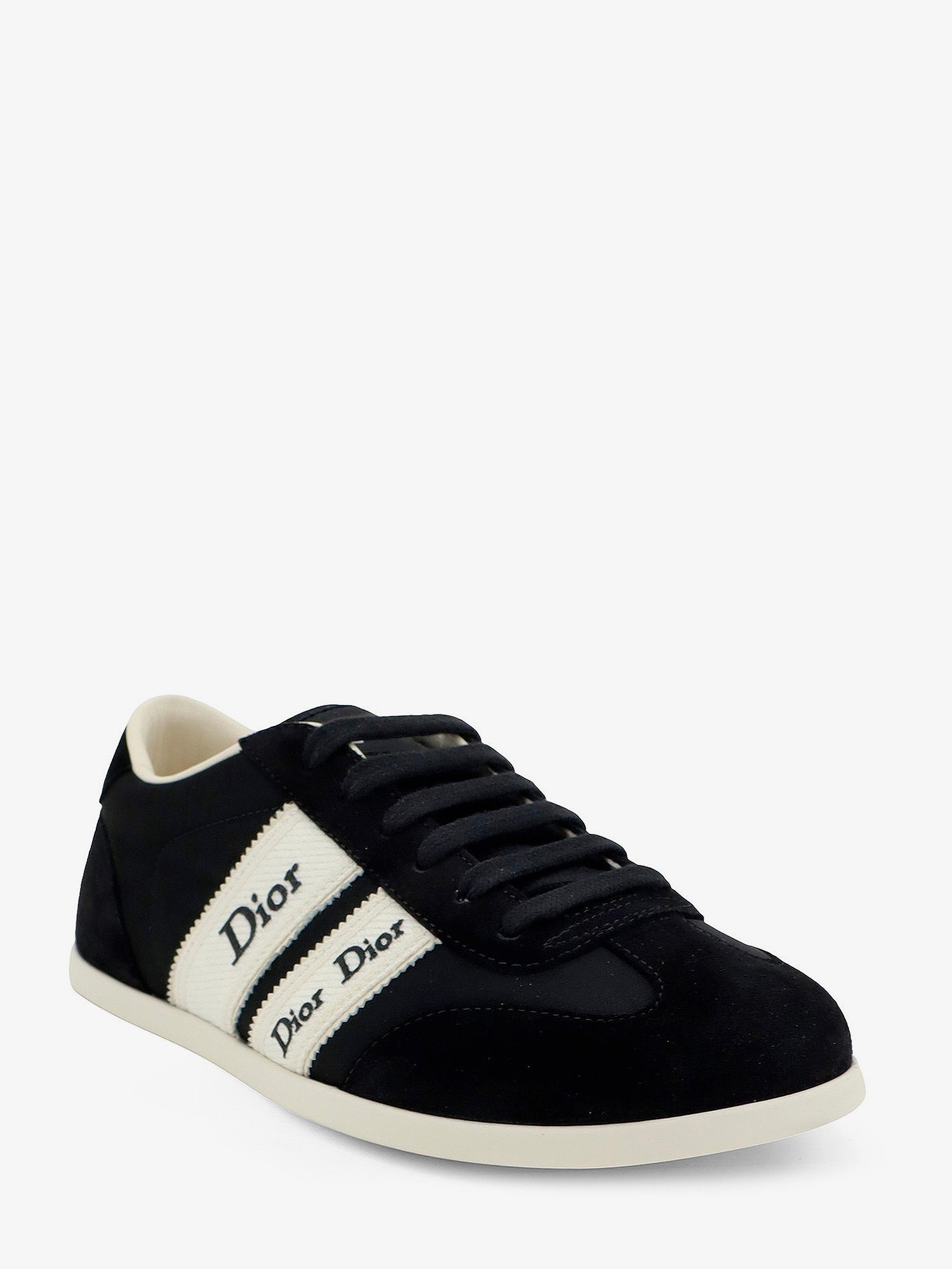 Dior Leather Ribbon Sneakers With Embroidered Logo On The Side