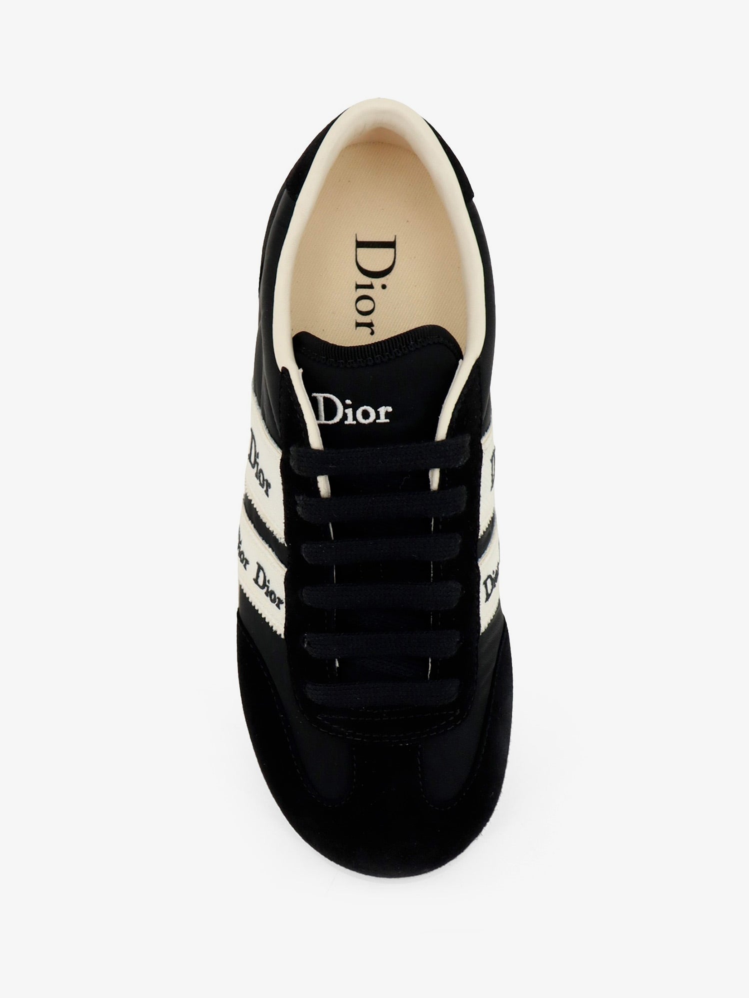 Dior Leather Ribbon Sneakers With Embroidered Logo On The Side