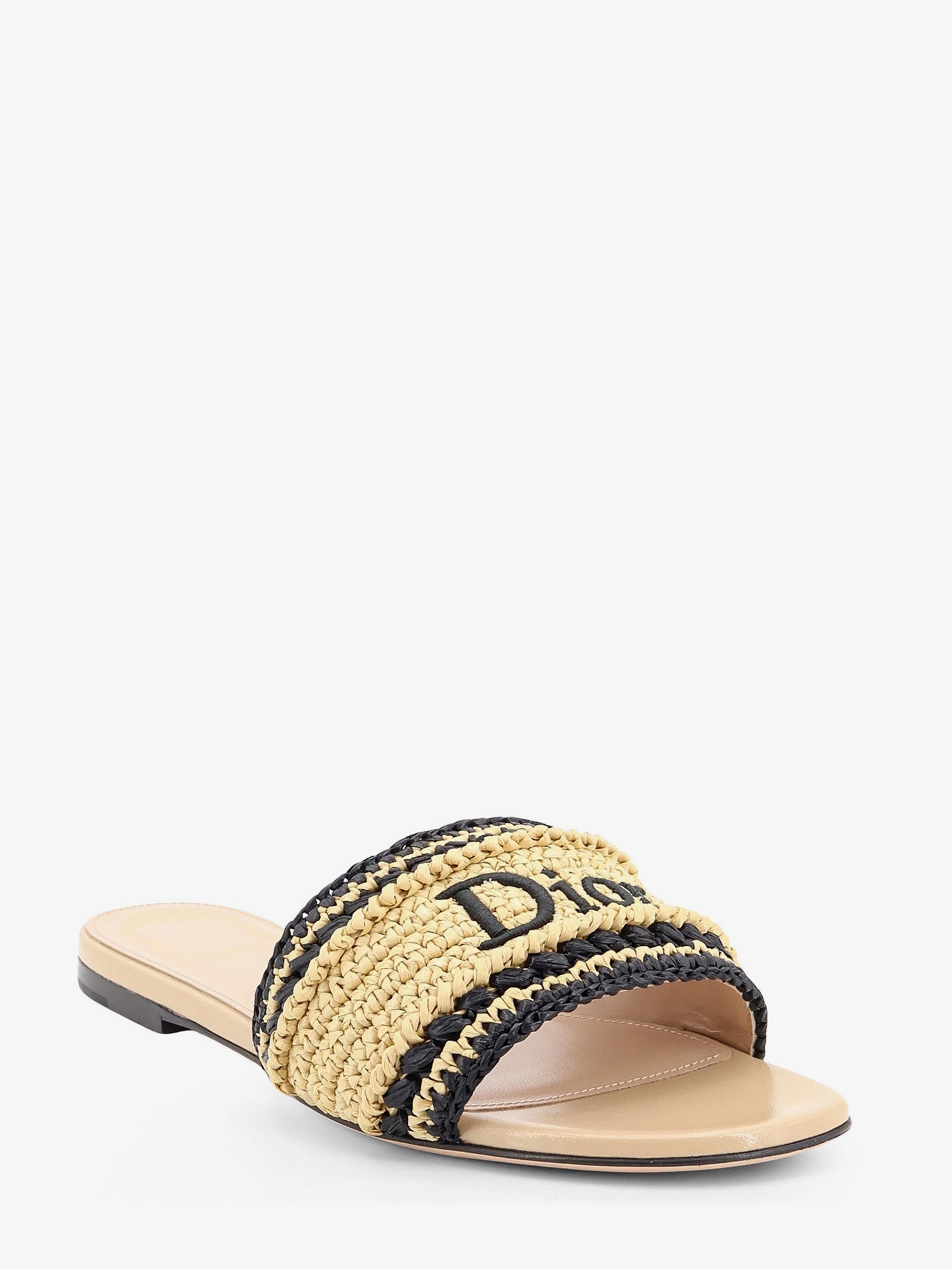 Dior Dior Woven Dioriviera Technical Fabric And Crochet Raffia Sandals
