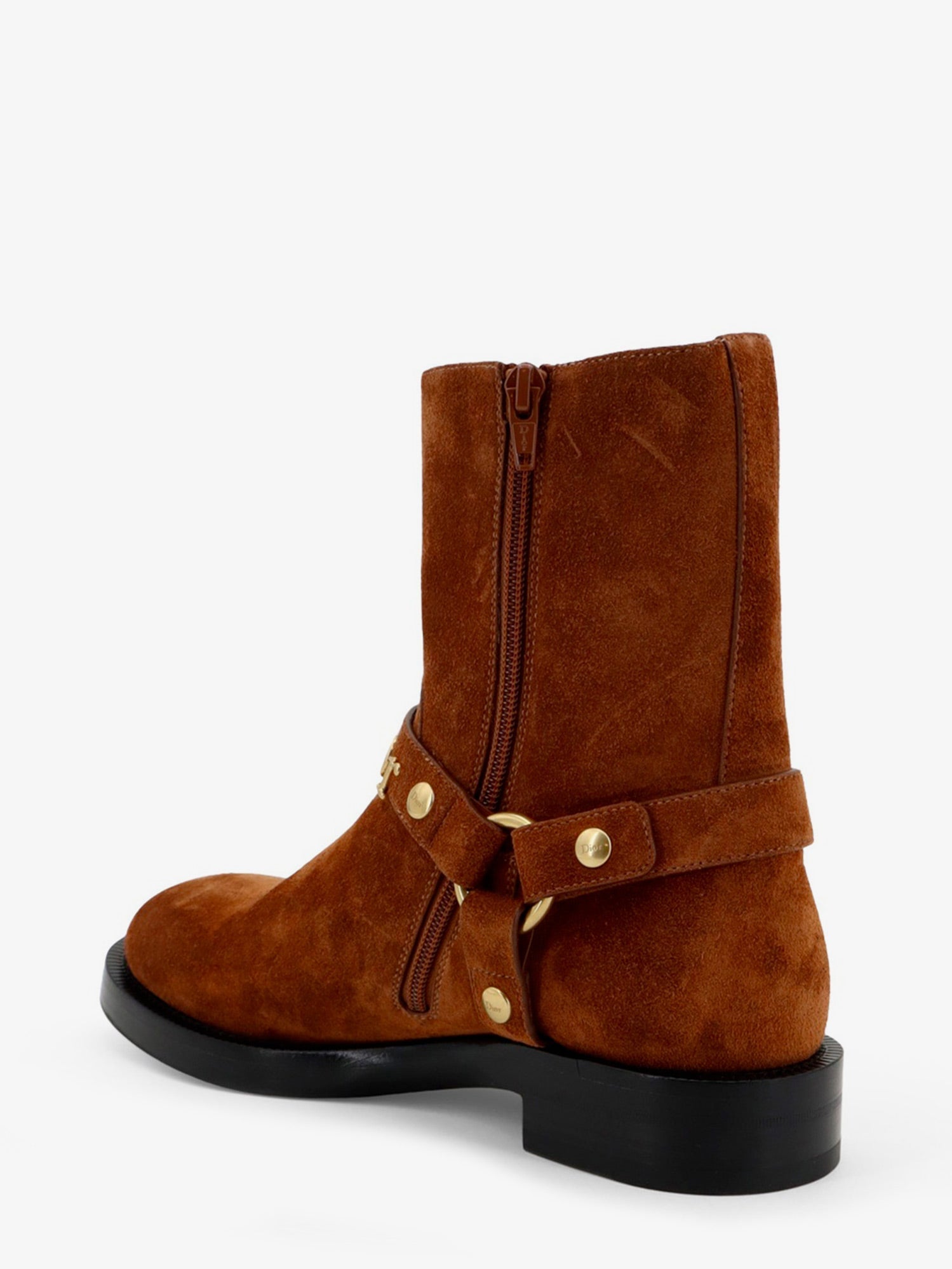 Dior Suede Boots With Metal Lettering Logo