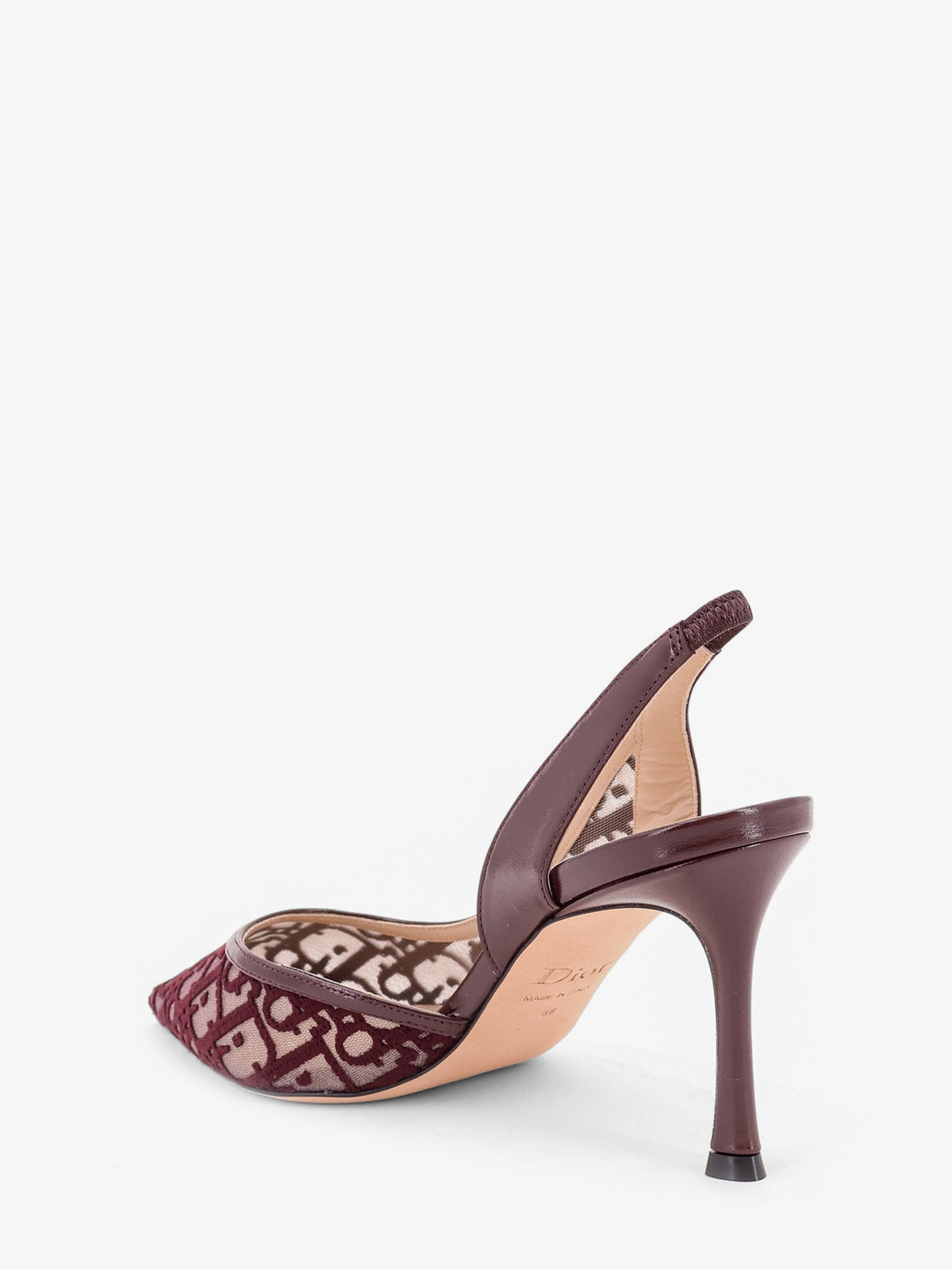 Dior Adiorable Slingback Mesh Décolleté With Burgundy Dior Oblique Embroidery