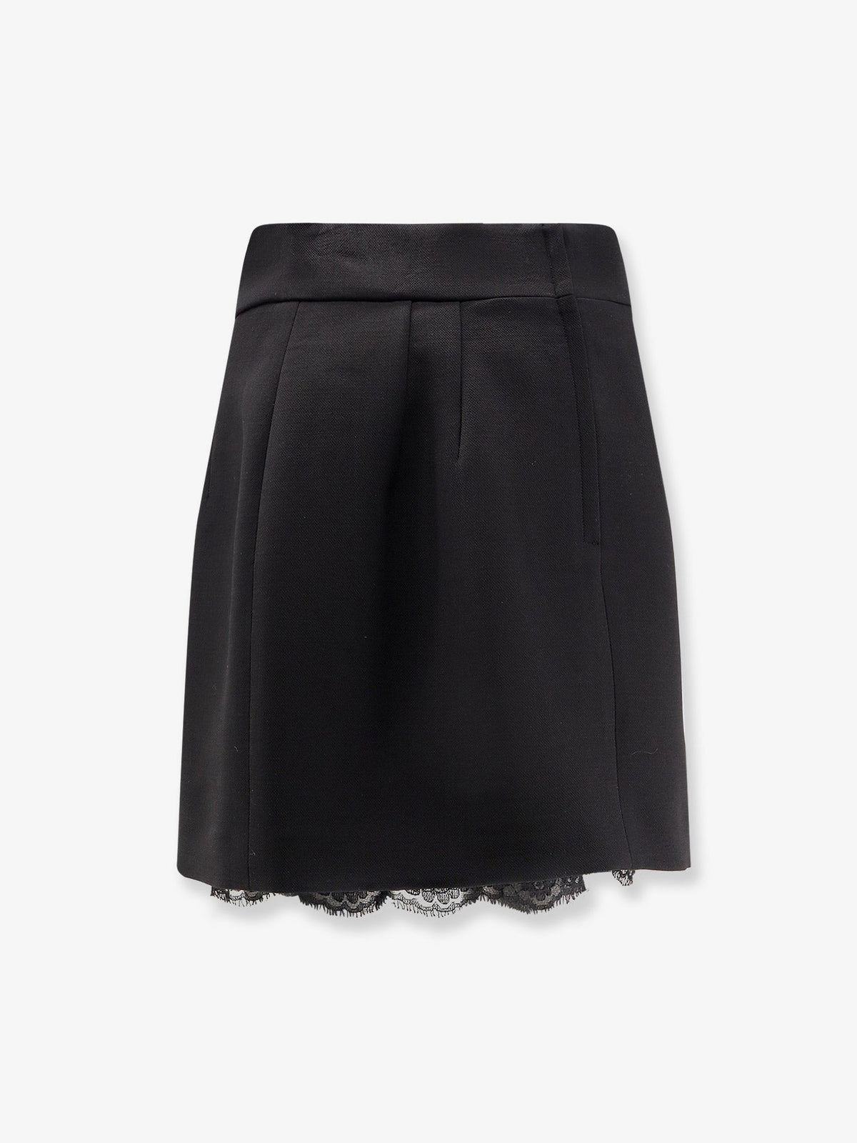 Dolce & Gabbana Virgin Wool Mini Skirt With Lace Detail