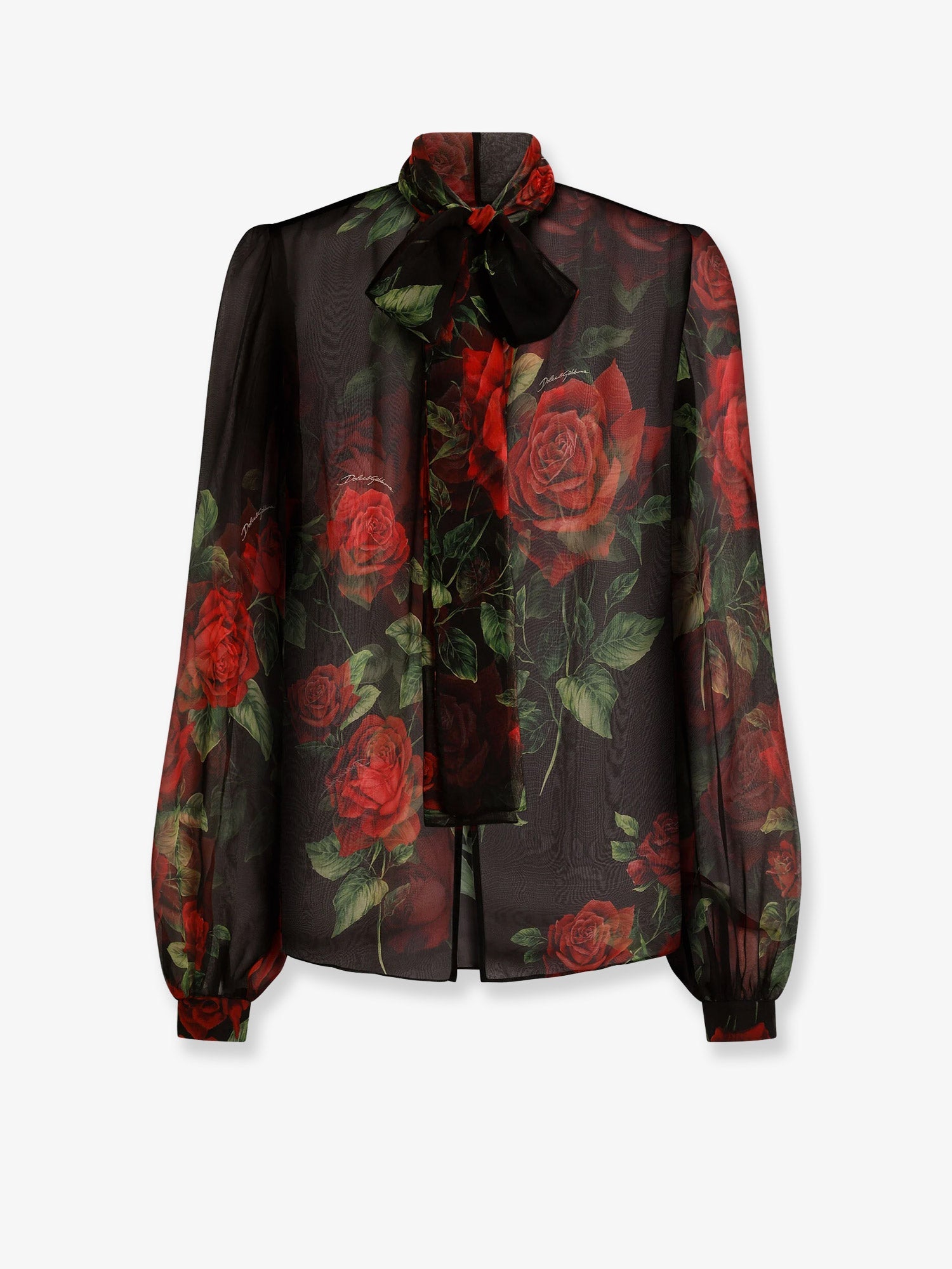 Dolce & Gabbana Chiffon Shirt With Rose Print