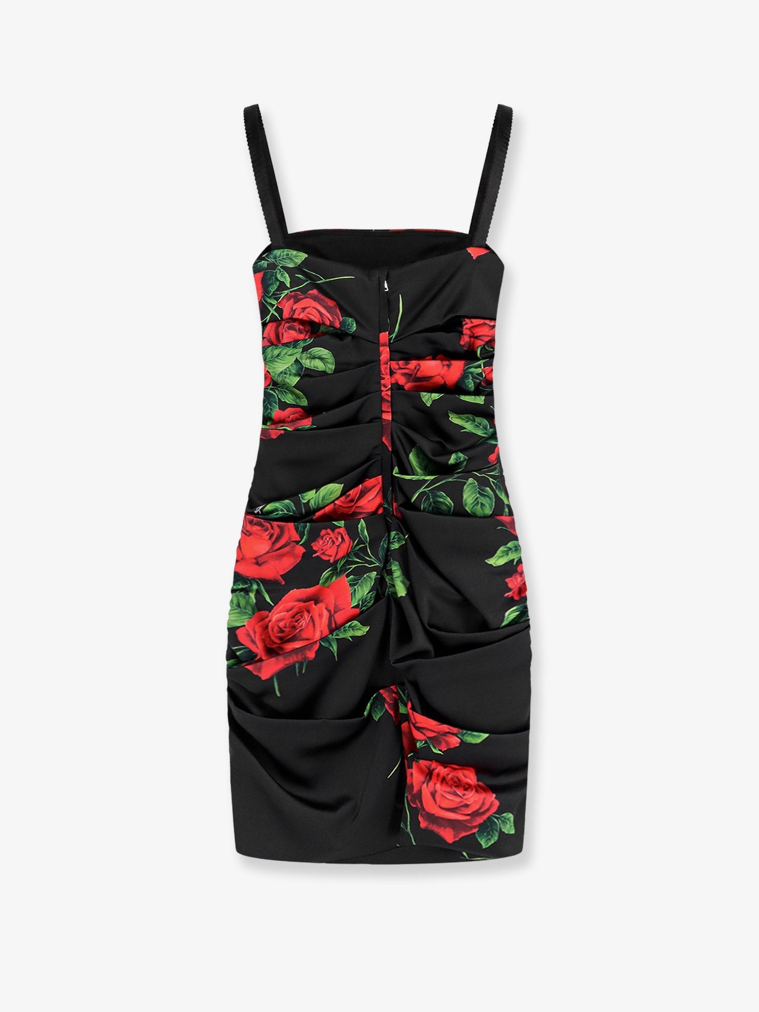 Dolce & Gabbana Short Satin Dress With Rose Print