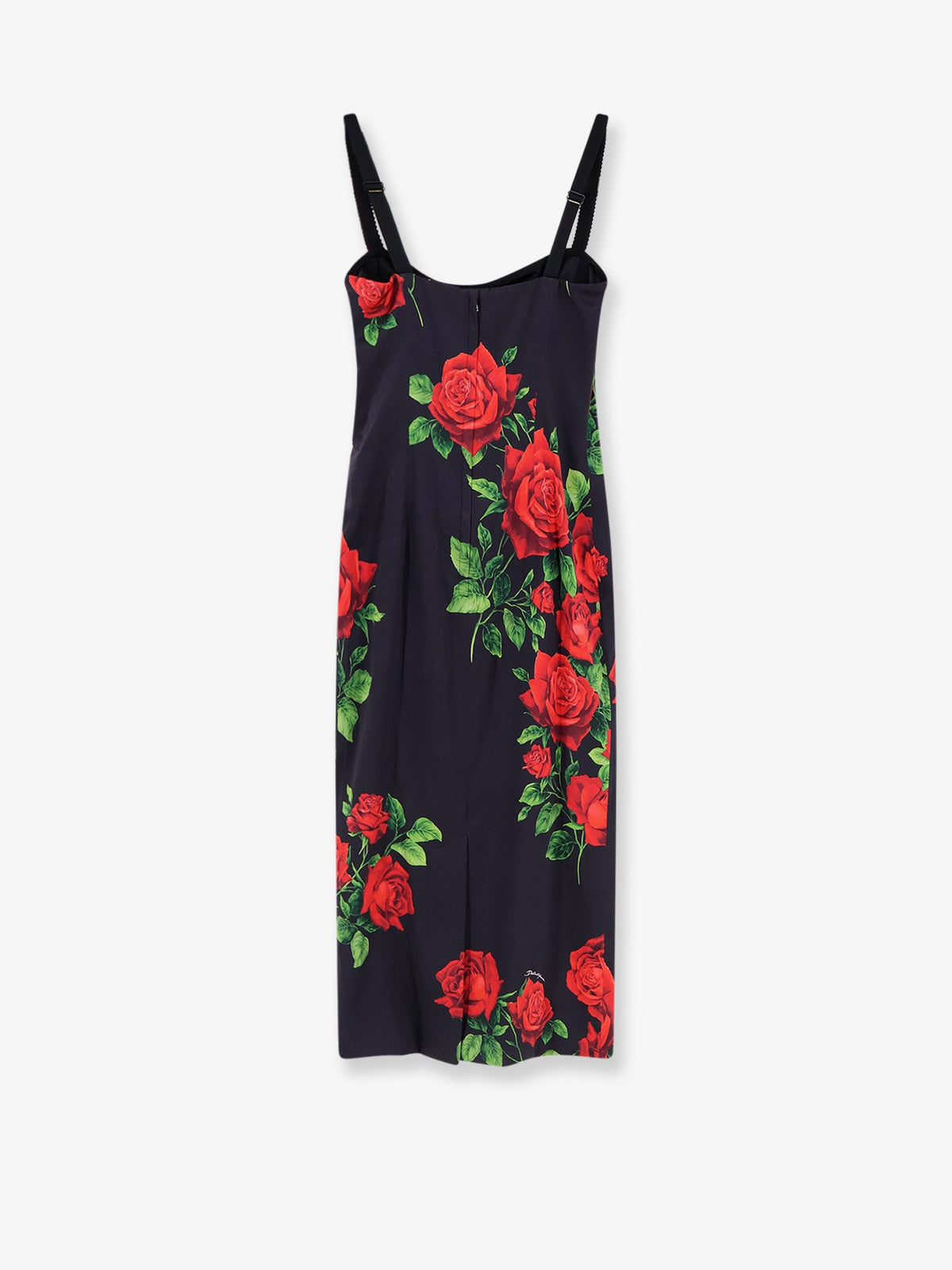 Dolce & Gabbana Stretch Silk Dress With Iconic Rose Print