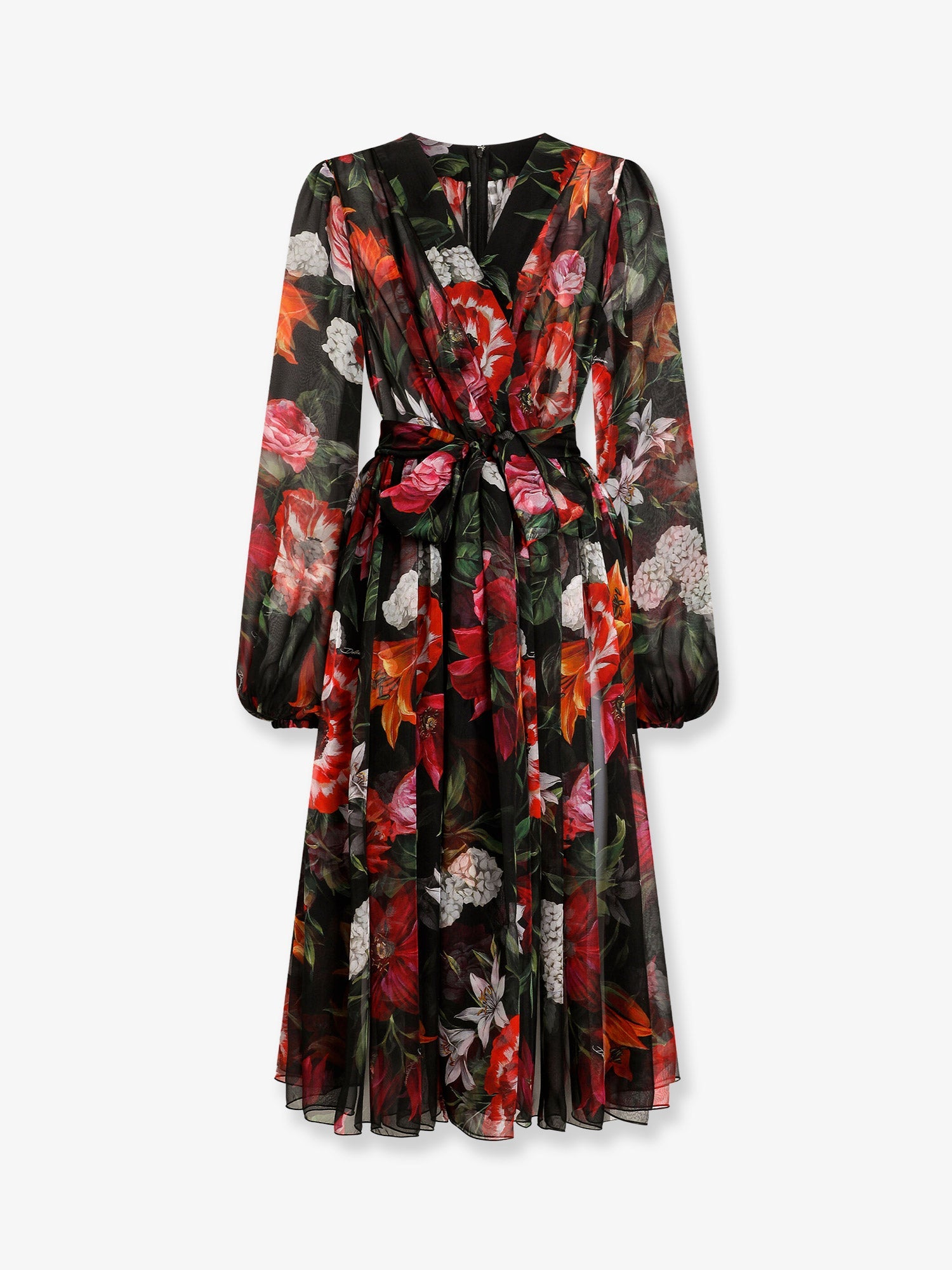 Dolce & Gabbana Chiffon Dress With Floral Print