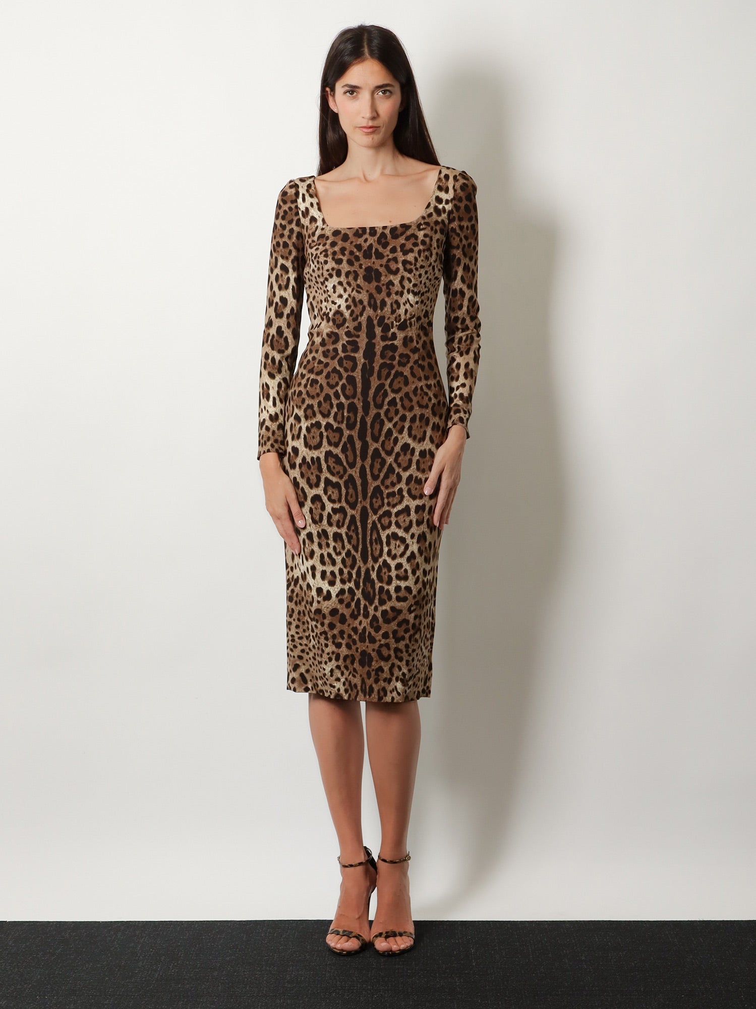 Dolce & Gabbana Midi Dress With Animal Print