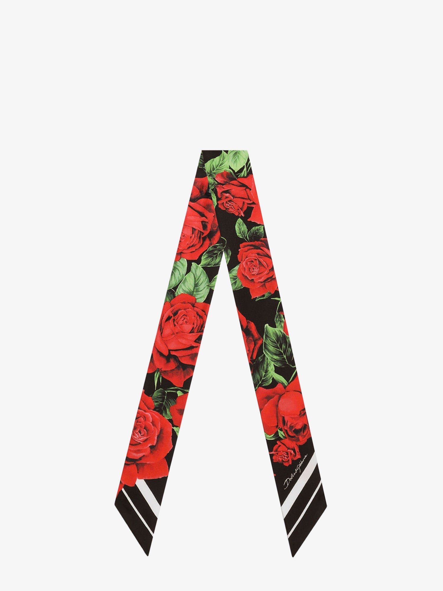 Dolce & Gabbana Silk Twill Bandeau With Bouquet Rose Print