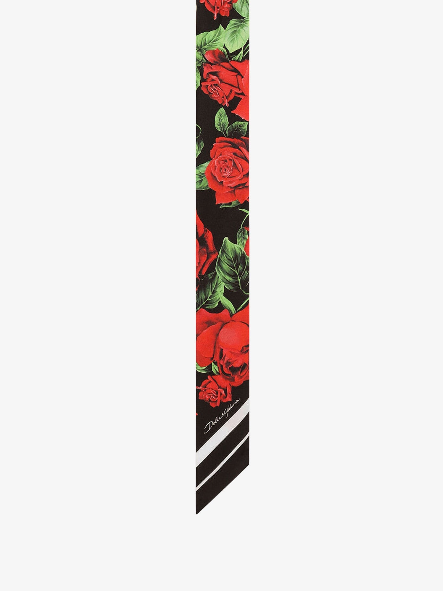 Dolce & Gabbana Silk Twill Bandeau With Bouquet Rose Print