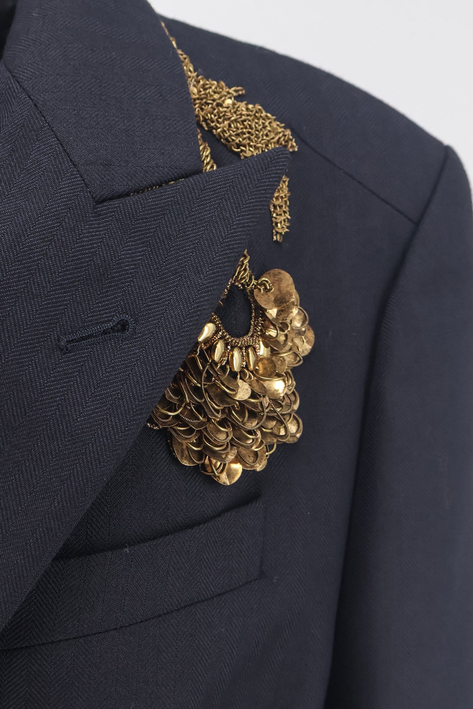 Dries Van Noten Barrysta Wool Blazer With Gold Embroidery