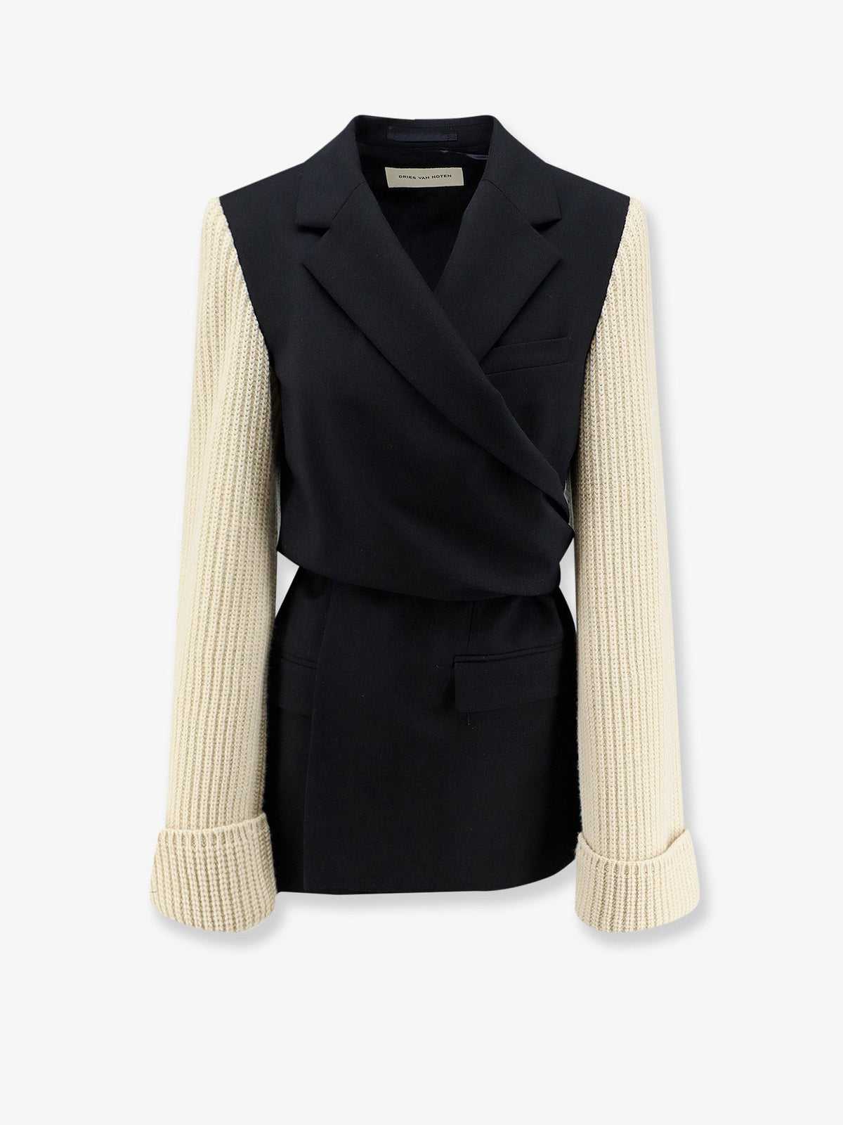 Dries Van Noten Beline Bis Wool Blazer With Contrasting Sleeves