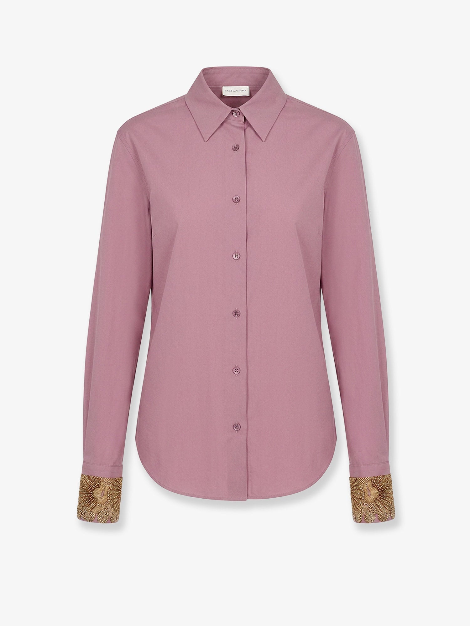 Dries Van Noten Chloris Cotton Shirt With Embroiders Cuffs