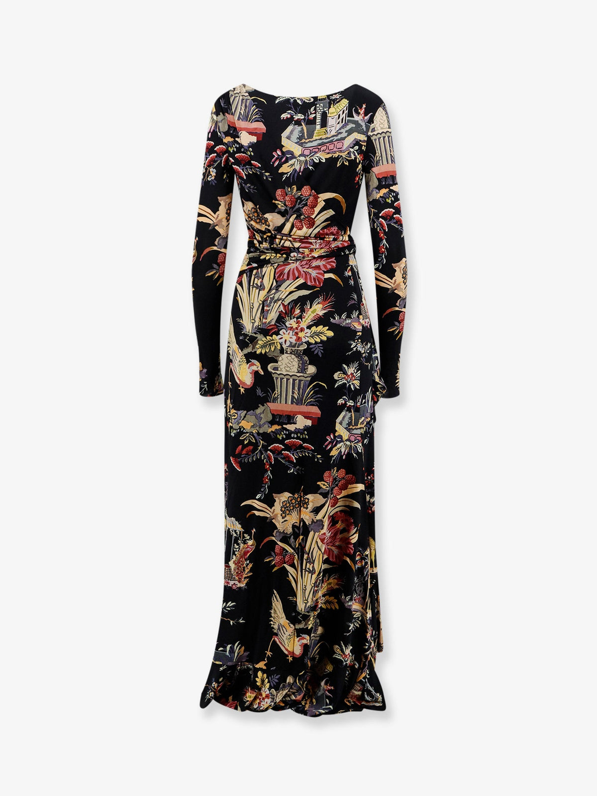 Etro Stretch Viscose Long Dress With Multicolor Print