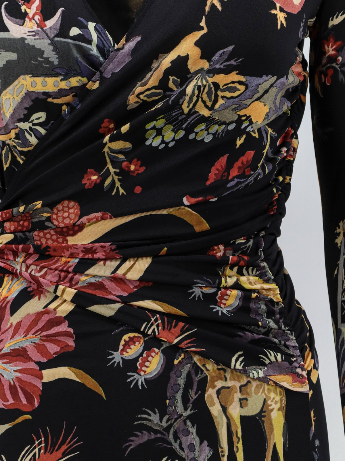 Etro Stretch Viscose Long Dress With Multicolor Print