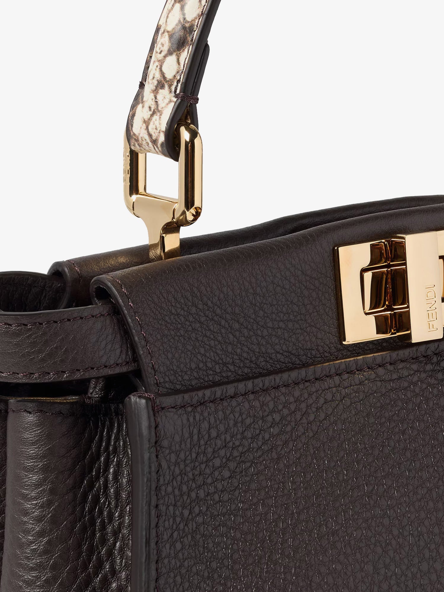 Fendi Peekaboo Mini Hammered Leather Handbag