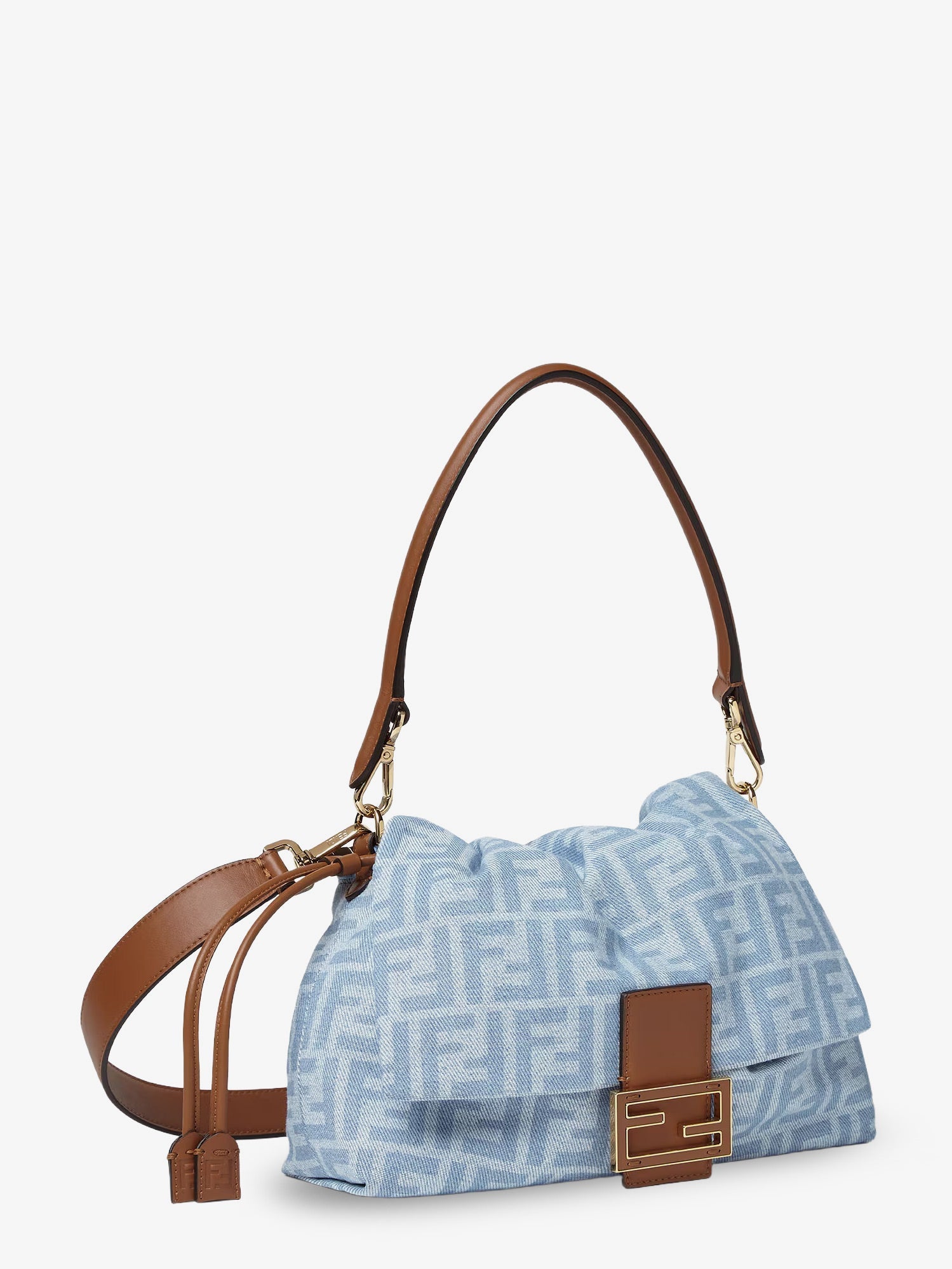 Fendi Mamma Baguette Light Denim Crossbody Bag
