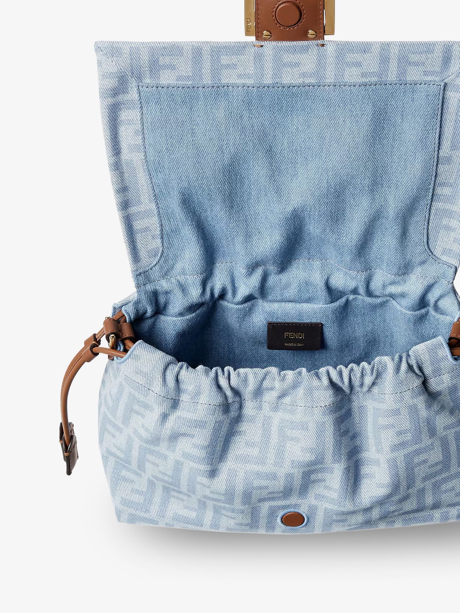 Fendi Mamma Baguette Light Denim Crossbody Bag