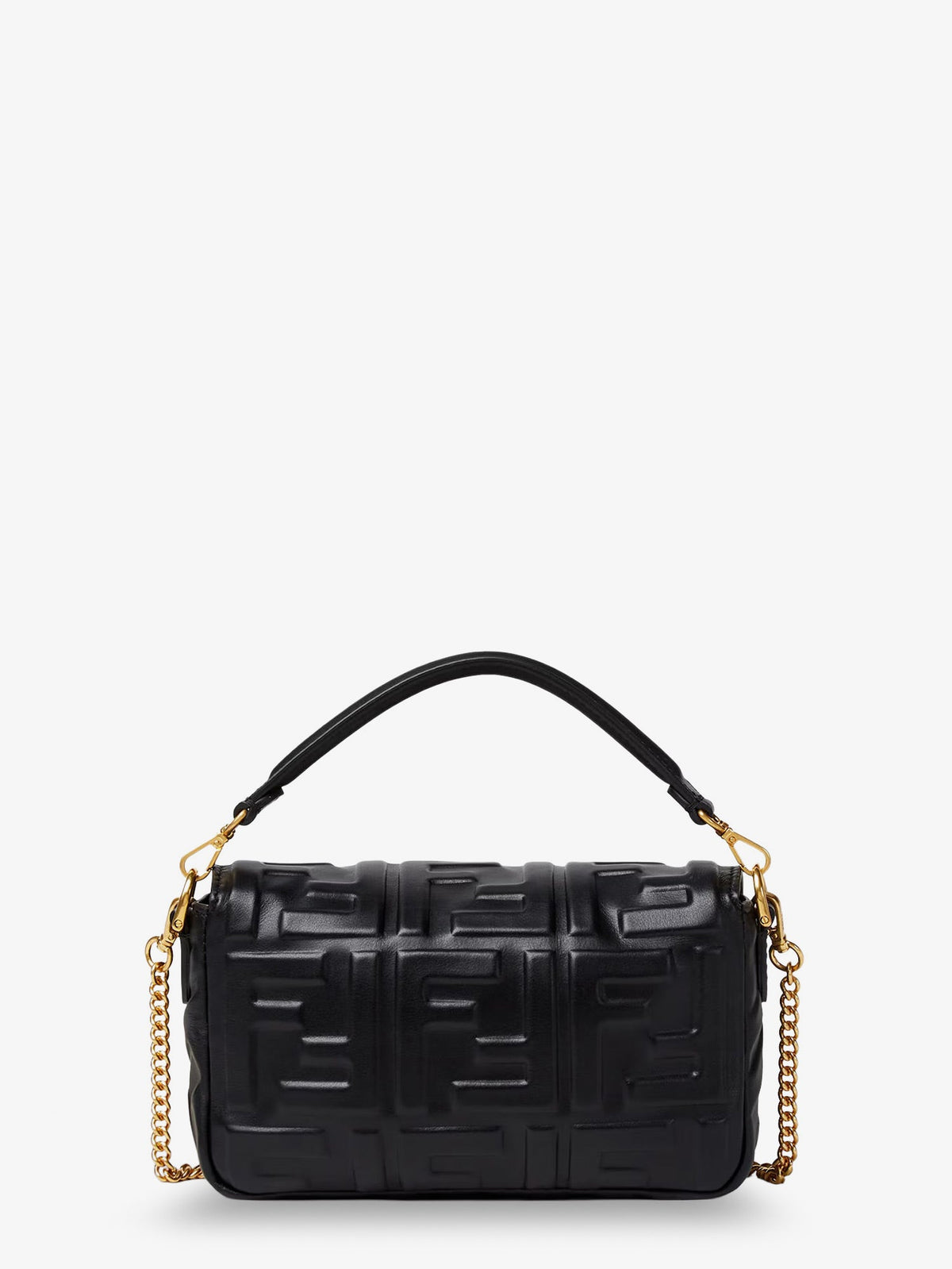 Fendi Baguette Mini Leather Shoulder Bag With Embossed Ff Pattern