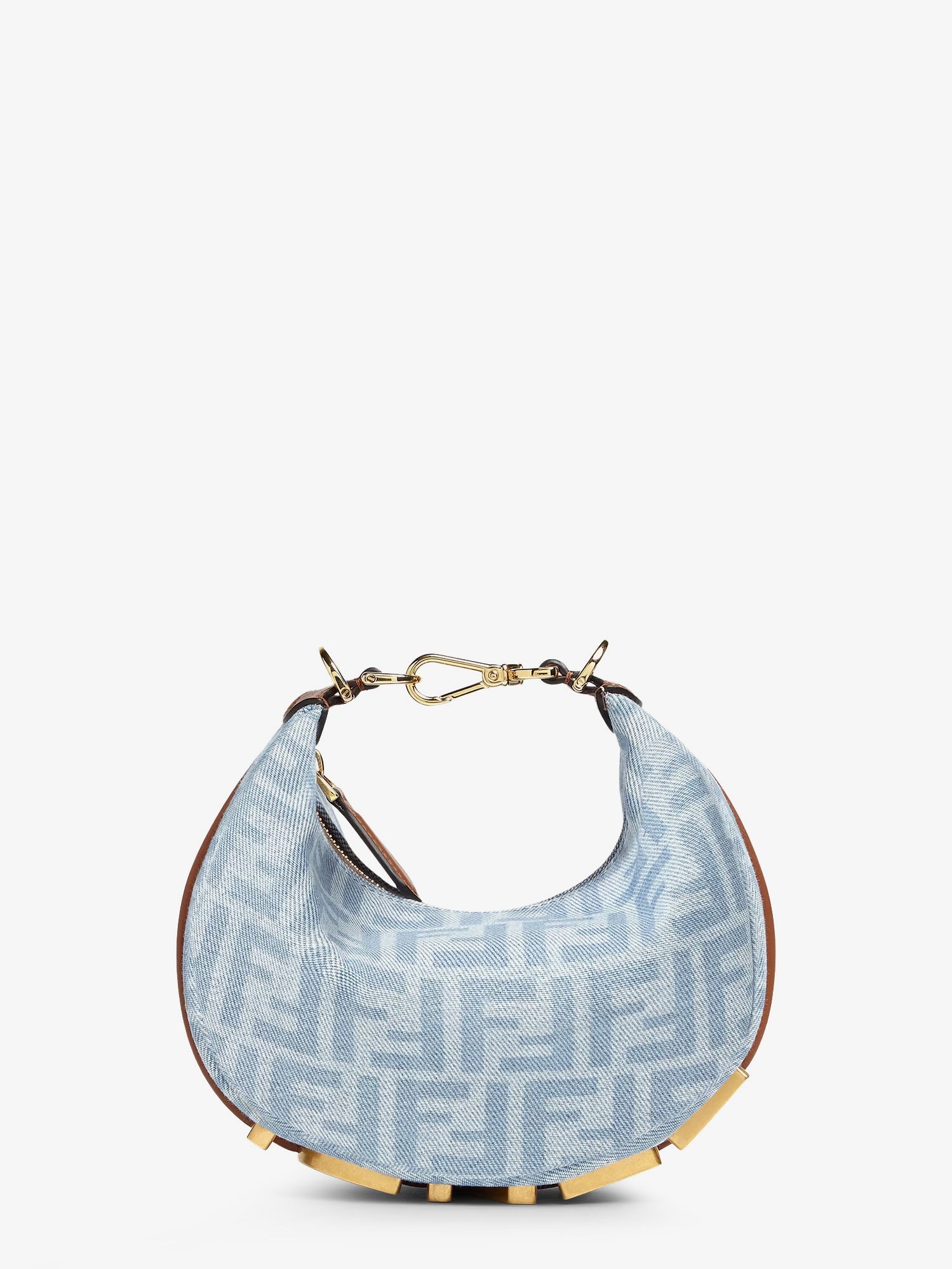 Fendi Fendigraphy Mini Denim Handbag With All-over Ff Logo