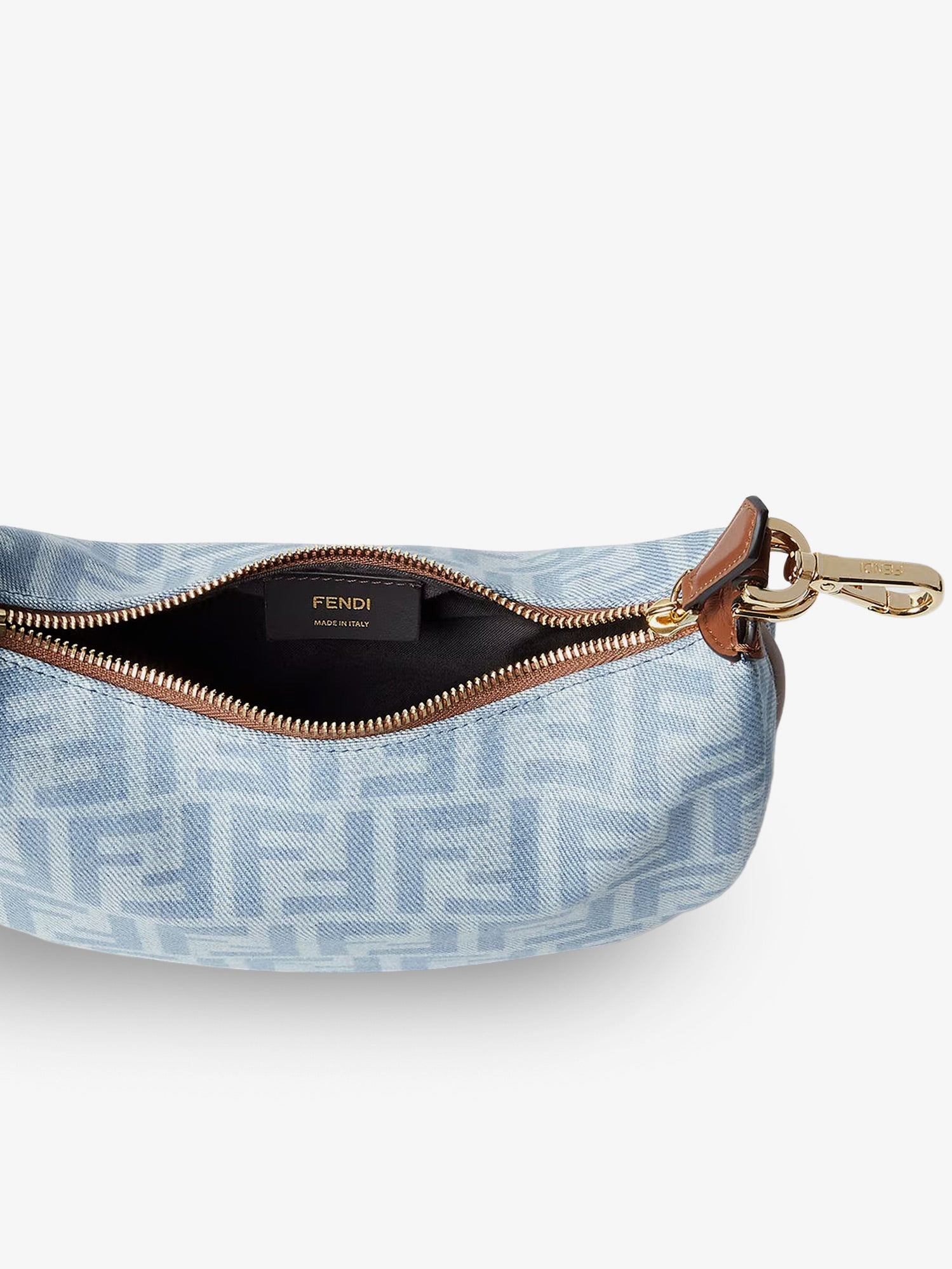 Fendi Fendigraphy Mini Denim Handbag With All-over Ff Logo