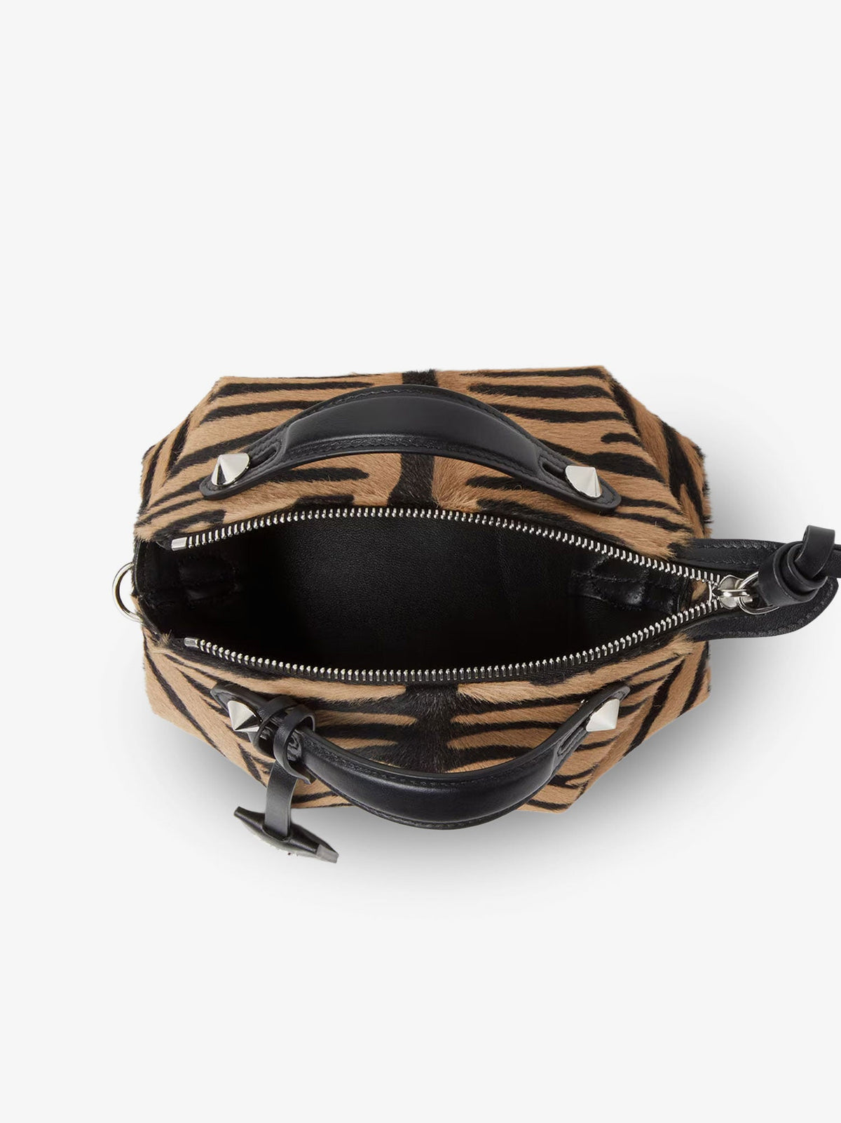Fendi Boston Handbag With Tiger Print In Pony Skin