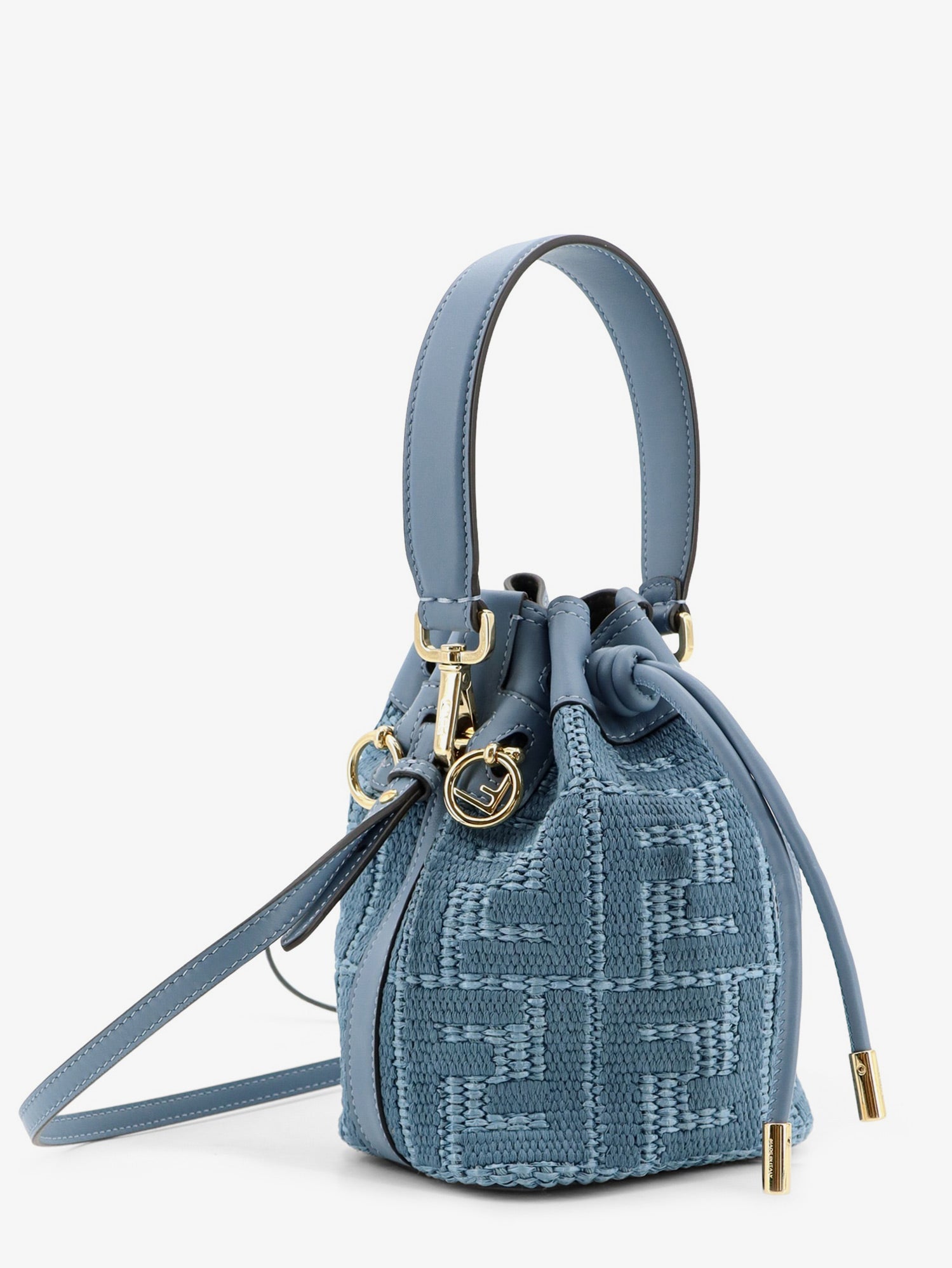 Fendi Mon Tresor Raffia Shoulder Bag With Ff Embroidery