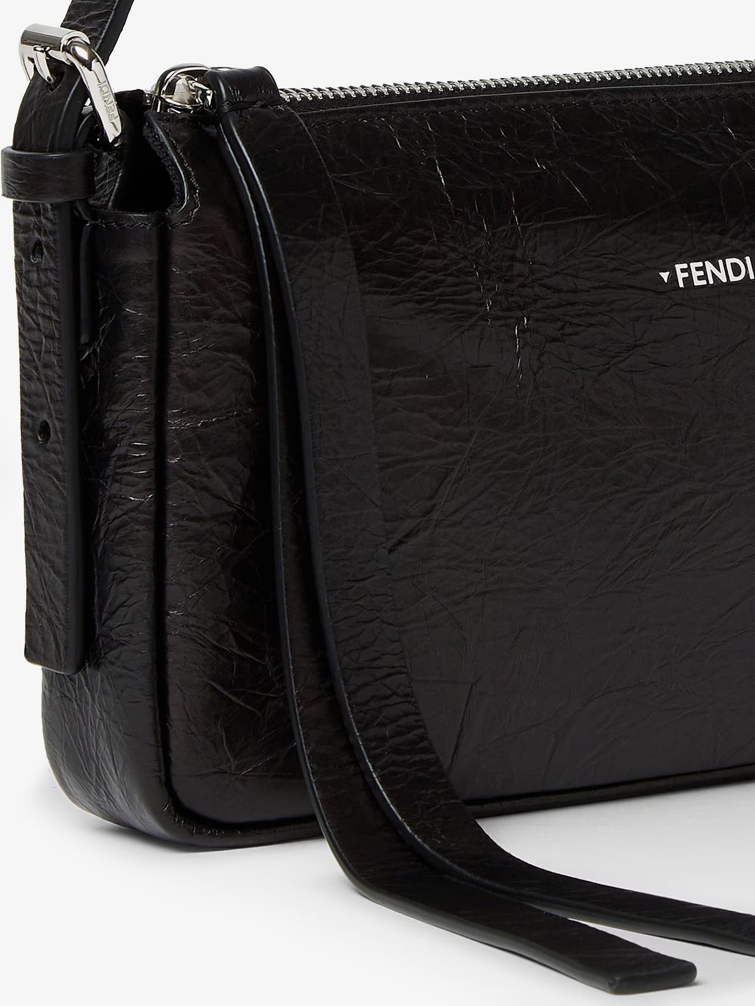 Fendi Zip Top Small Vintage-effect Leather Shoulder Bag