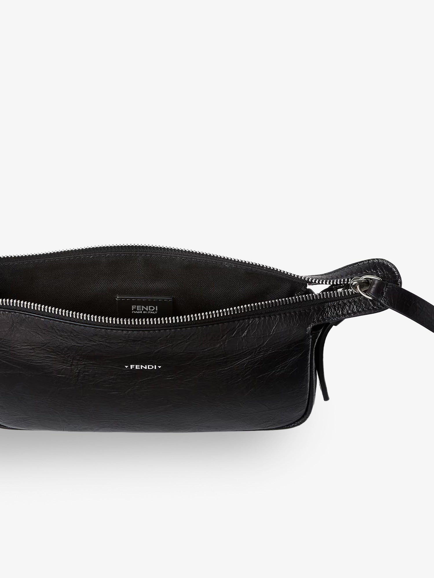 Fendi Zip Top Small Vintage-effect Leather Shoulder Bag