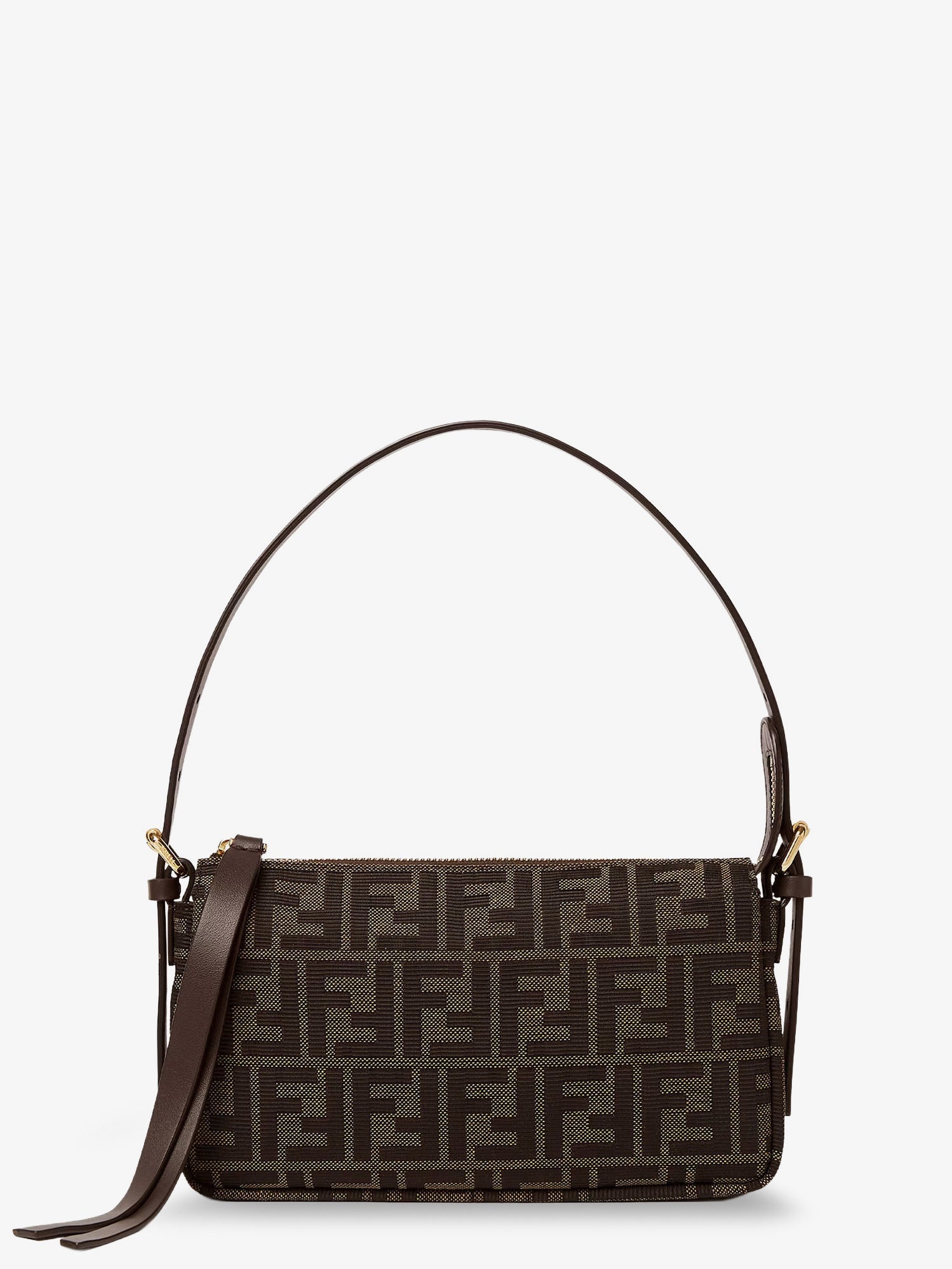 Fendi Zip Top Small Ff Zucca Fabric Shoulder Bag