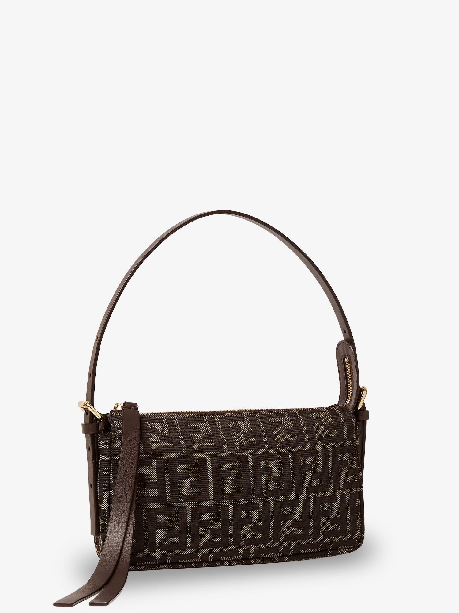 Fendi Zip Top Small Ff Zucca Fabric Shoulder Bag