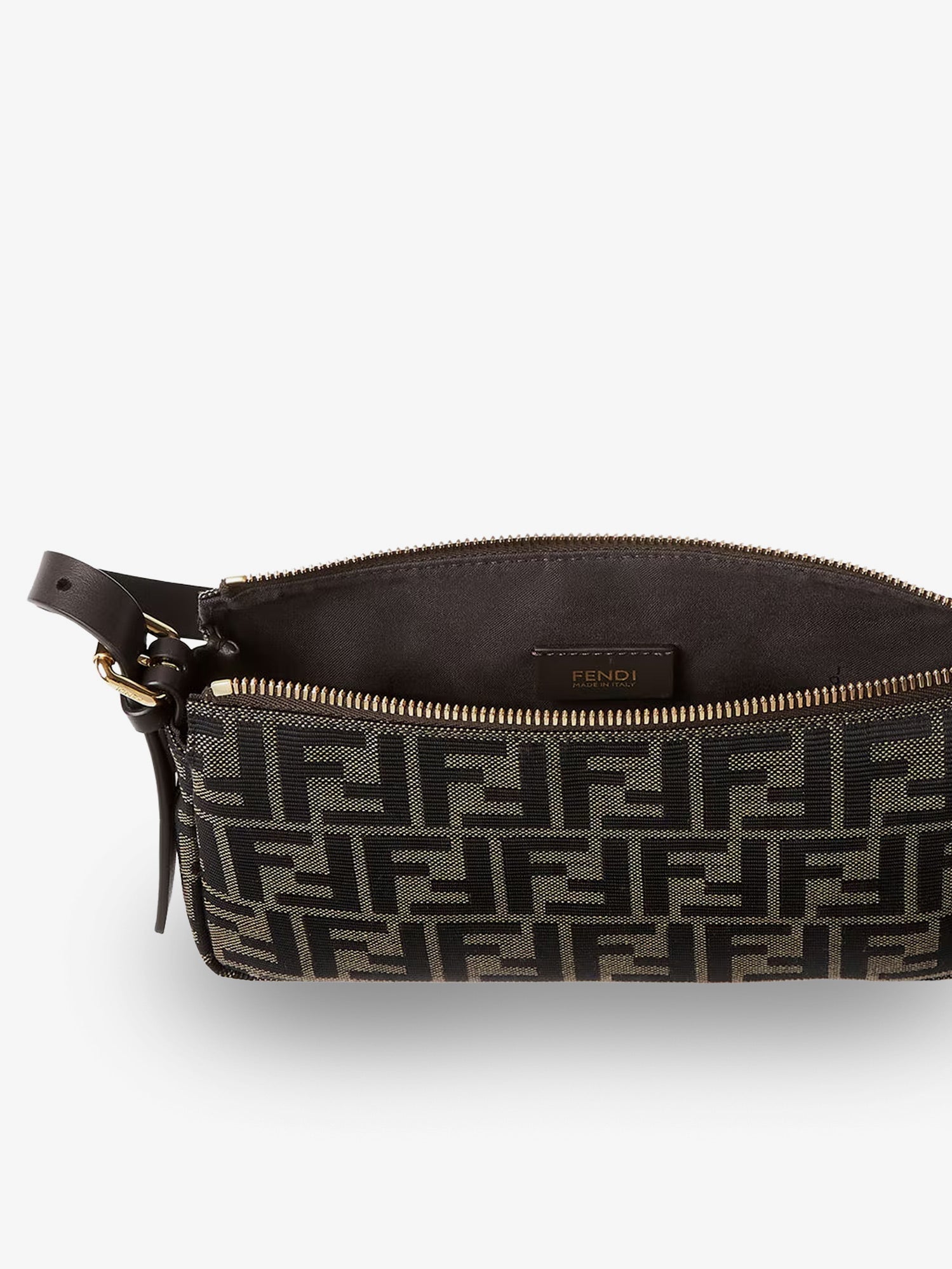 Fendi Zip Top Small Ff Zucca Fabric Shoulder Bag