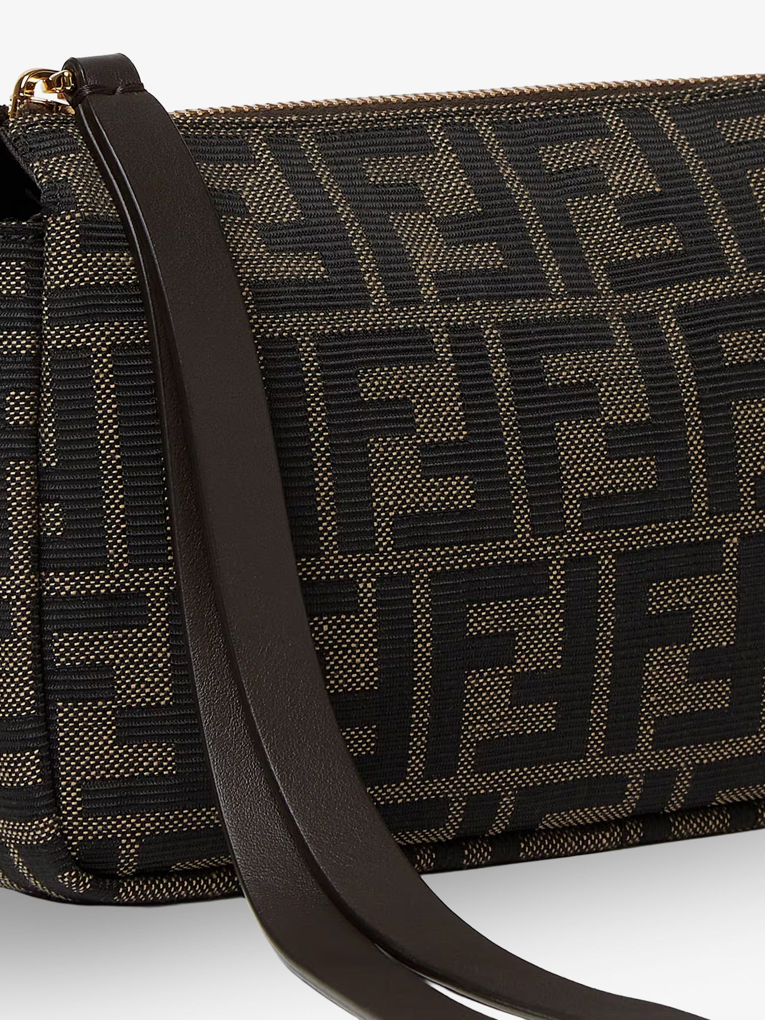 Fendi Zip Top Small Ff Zucca Fabric Shoulder Bag