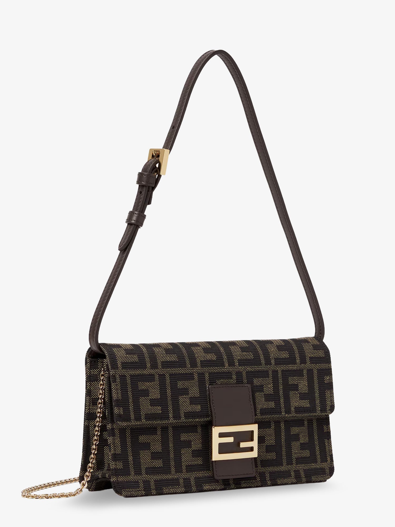 Fendi Wallet On Chain Tube Ff Zucca Fabric Crossbody Bag