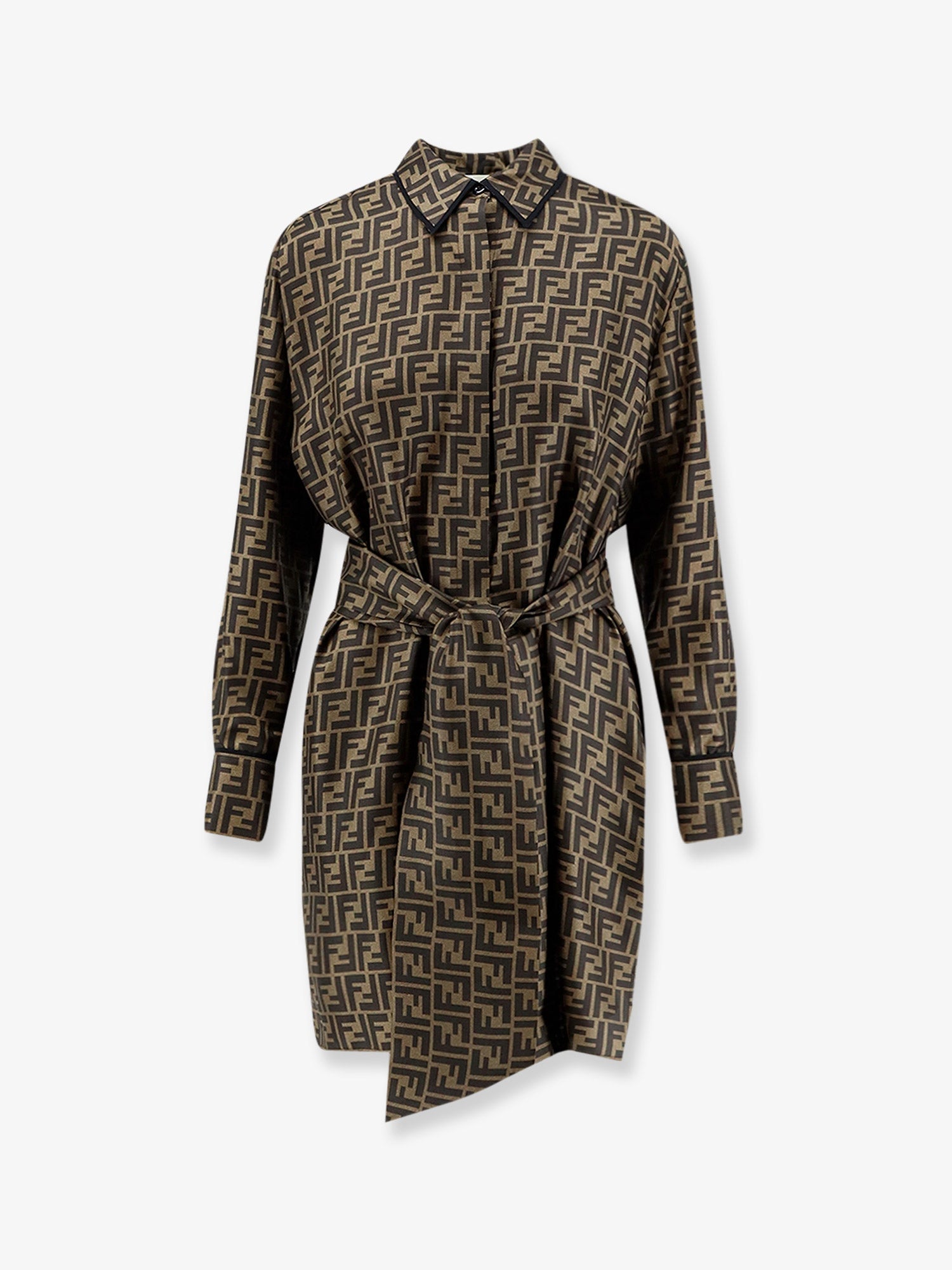 Fendi Silk Dress With All-over Ff Motif