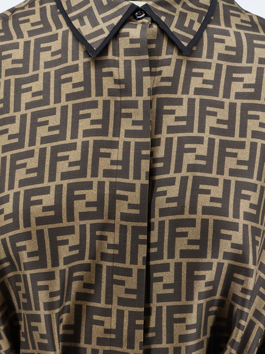 Fendi Silk Dress With All-over Ff Motif