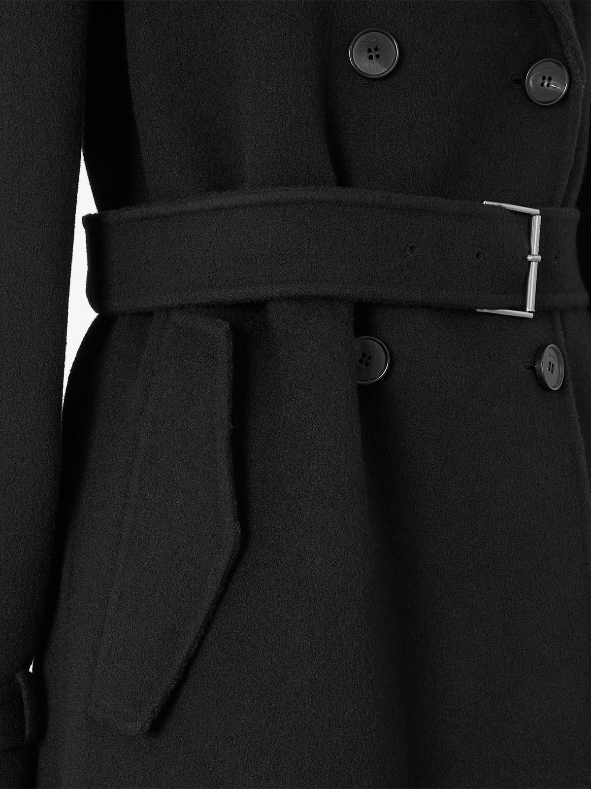 Fendi Ff Zucca Virgin Wool Midi Coat
