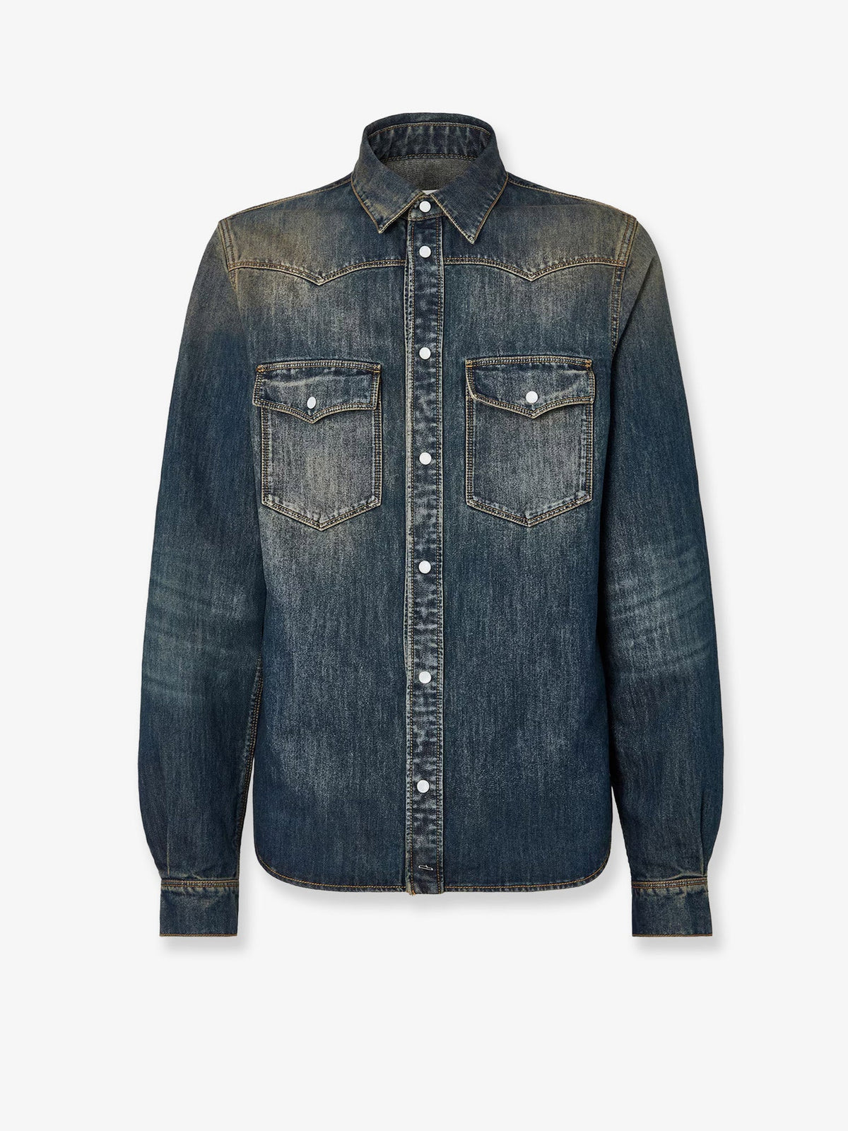 Fendi Cotton Blend Denim Jacket With Washed-out Effect