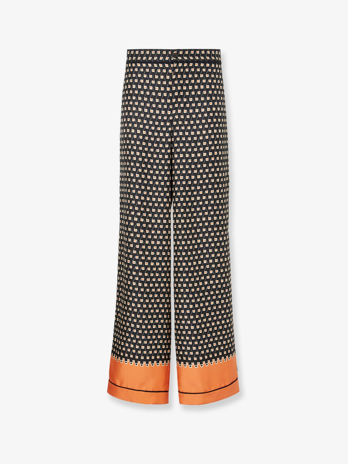 Fendi Printed Black Silk Pajamas Trousers