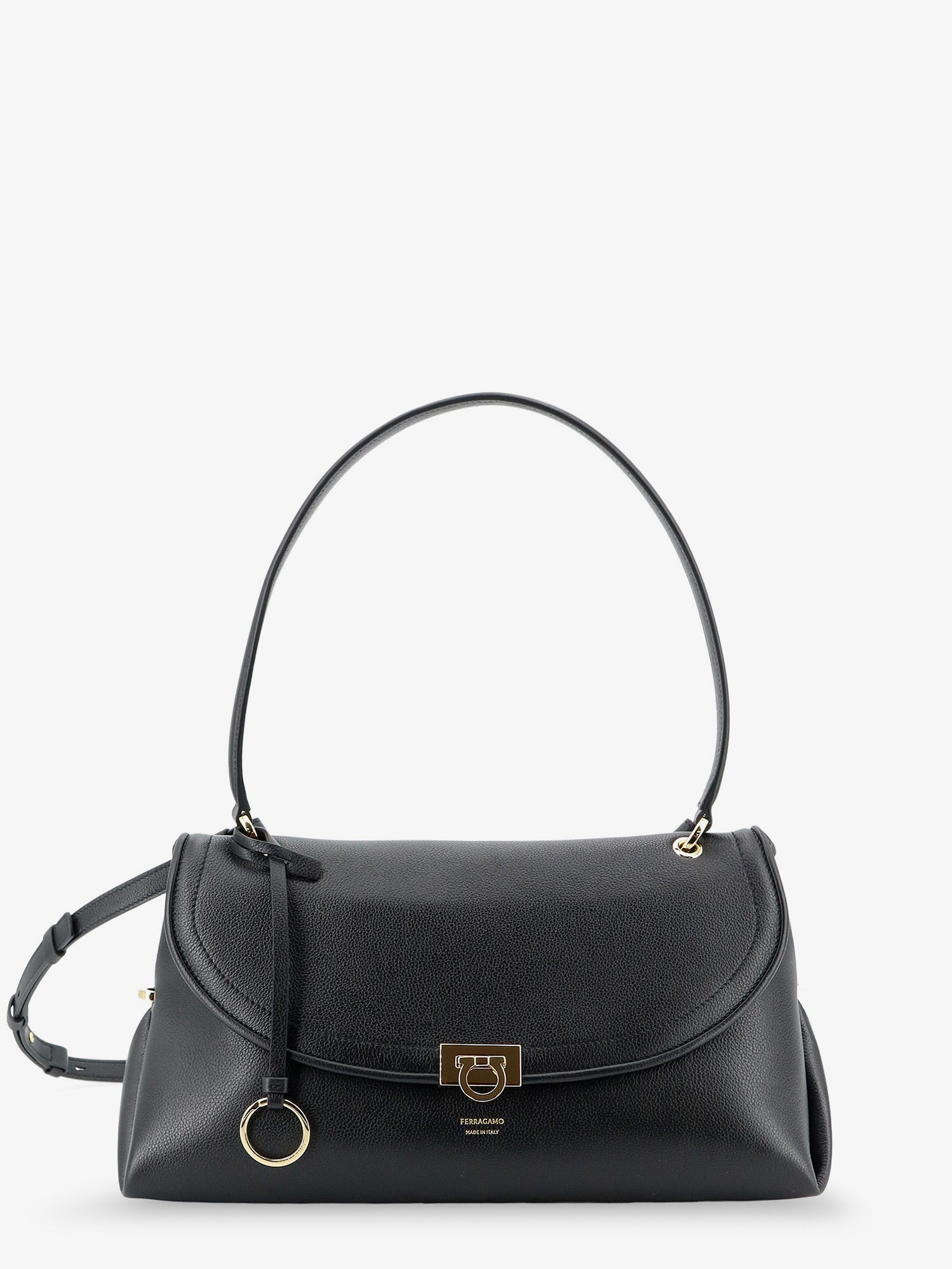 Ferragamo Leather Shoulder Bag With Gancini Detail