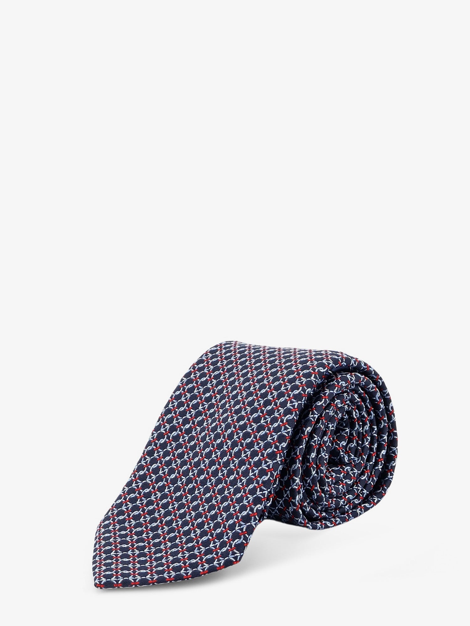 Ferragamo Crema Silk Tie With Intreccio Print