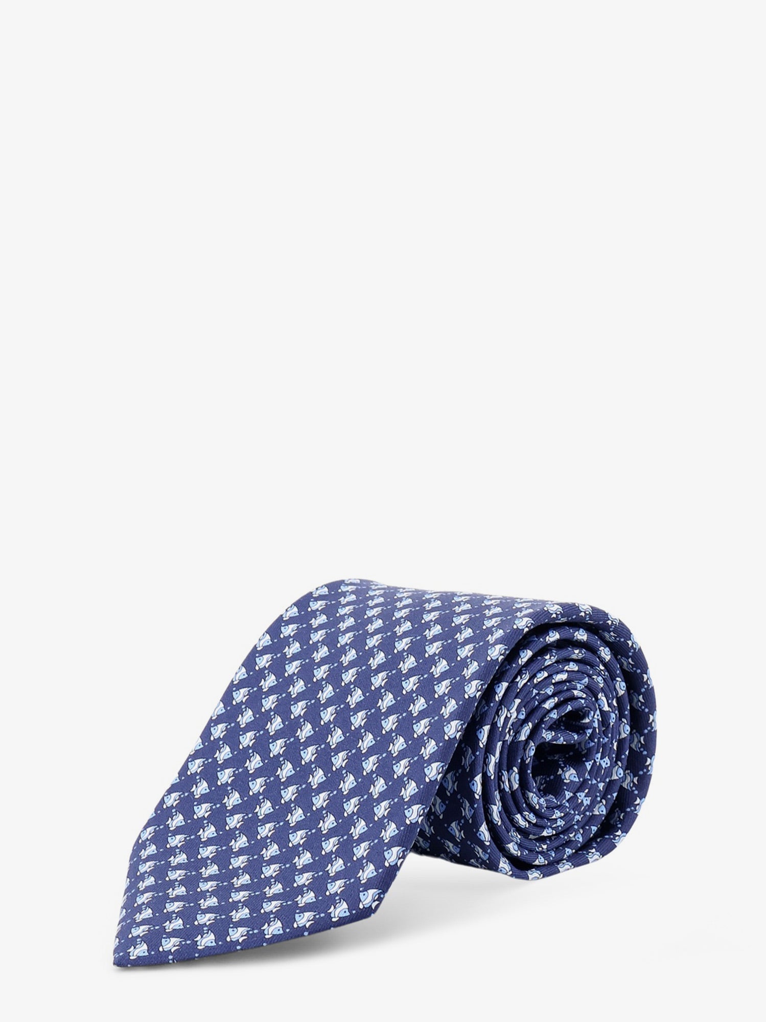 Ferragamo Cyrus Silk Tie With Shark Print