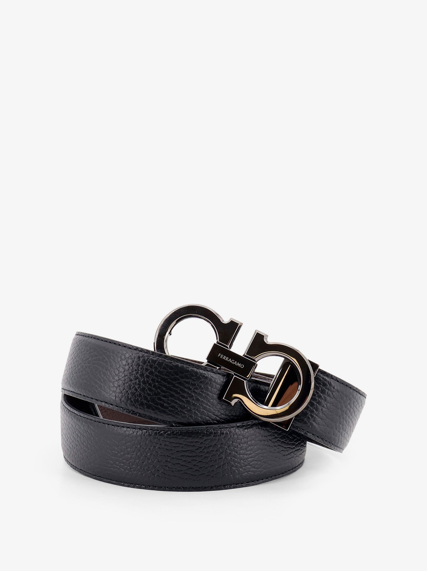Ferragamo Reversible Hammered Leather Belt