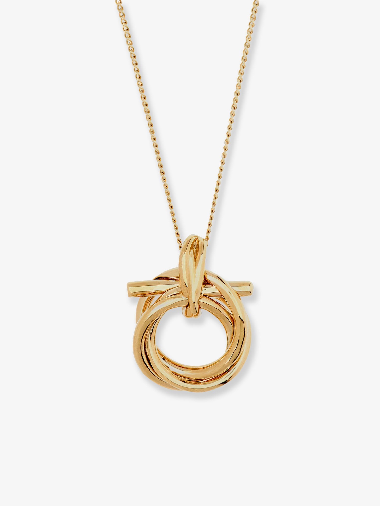 Ferragamo Brass Necklace With Gancini Pendant
