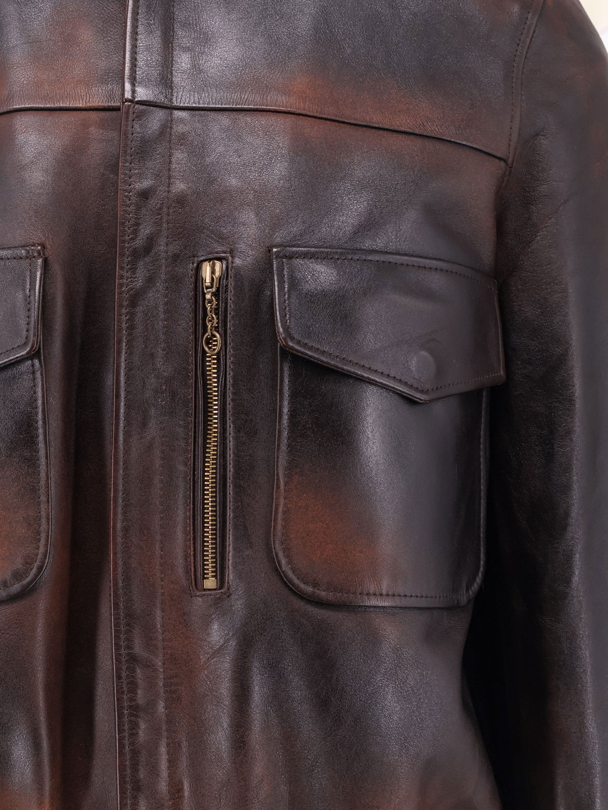 Golden Goose Archive Distressed Effect Leather Jacket