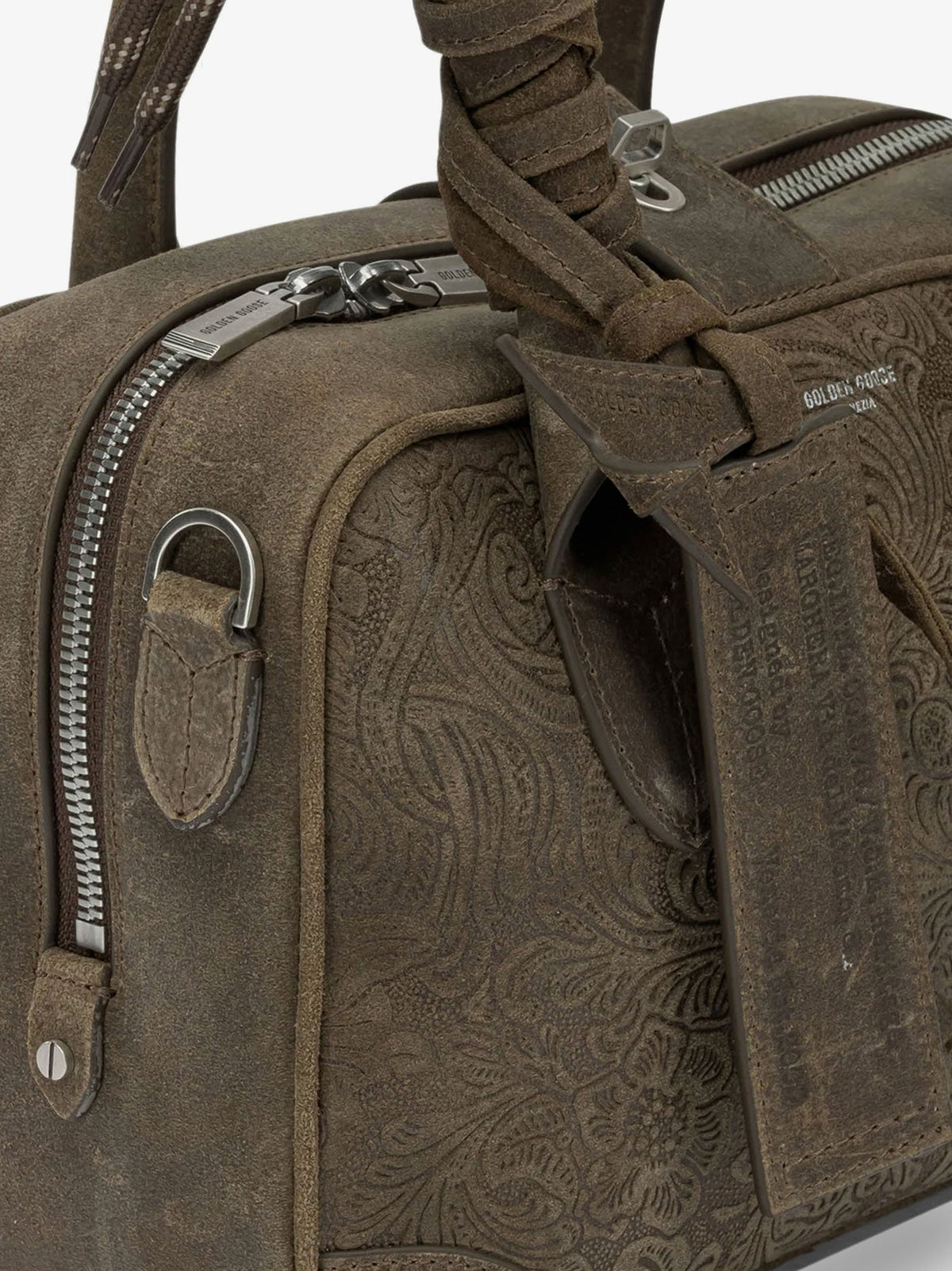 Golden Goose Suede Vita Bag Crossbody Bag With Floral Motif