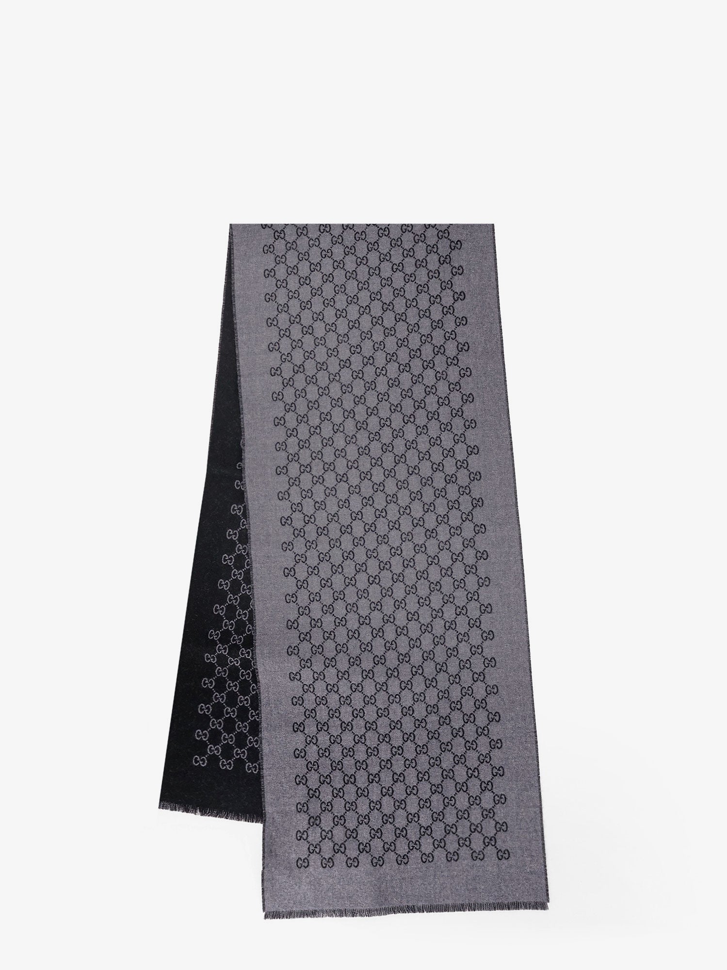 Gucci Double Wool Jacquard Scarf With Gg Motif