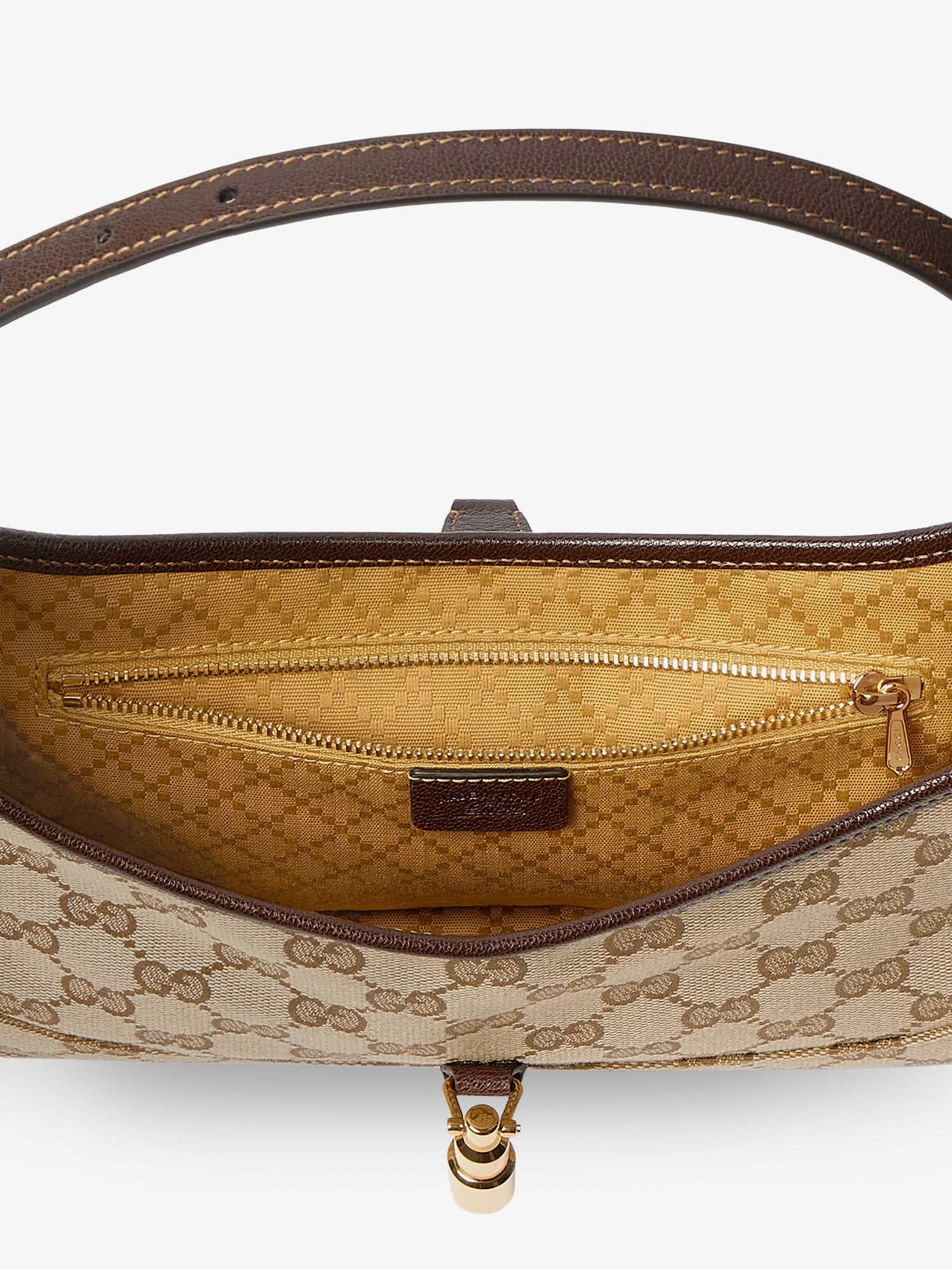 Gucci Jackie Slim Gg Fabric And Leather Shoulder Bag