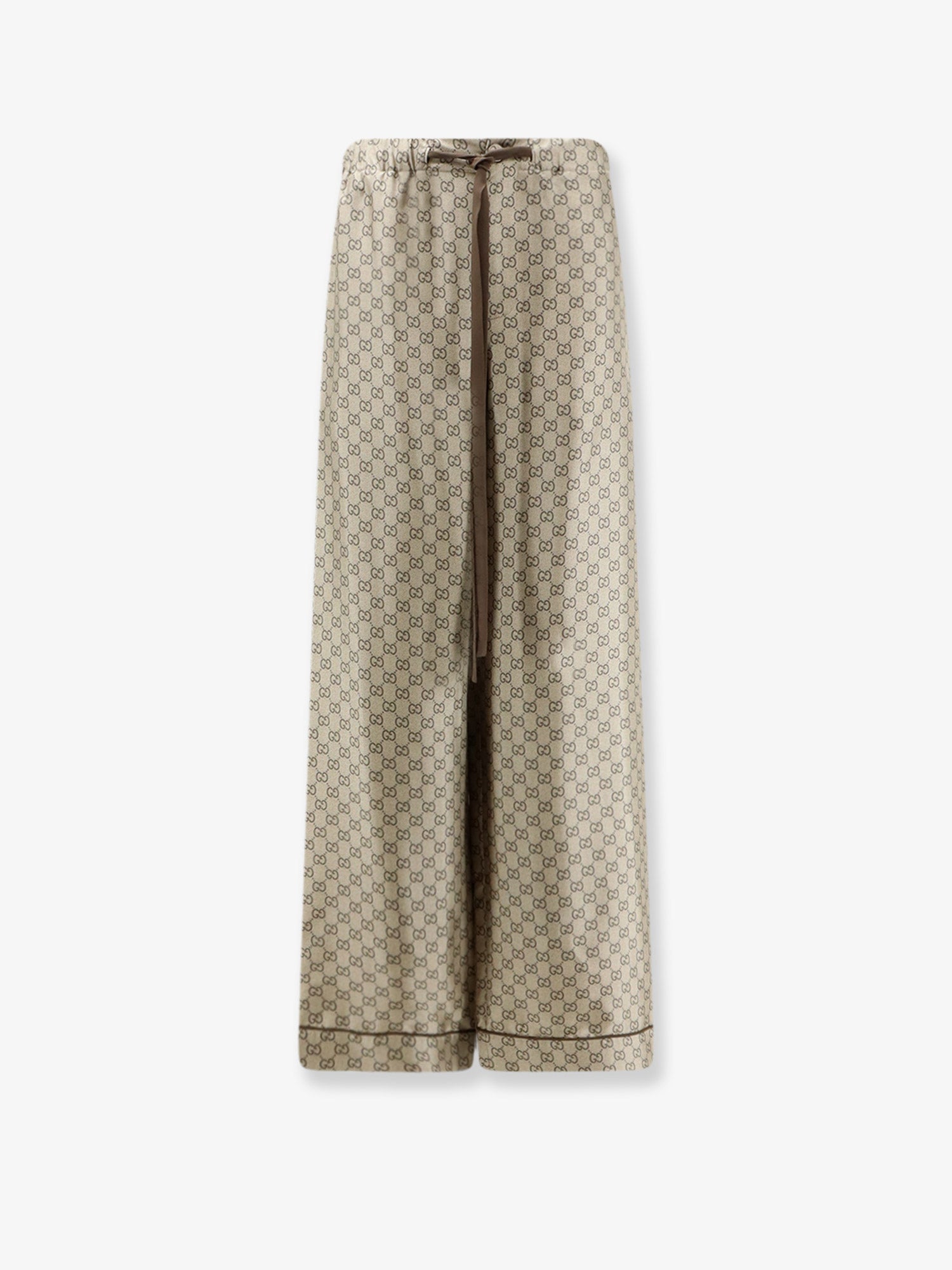 Gucci Silk Trousers With All-over Gg Motif